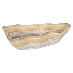 Organic Modern Agate Bowl in Grisaille and Beige Tones