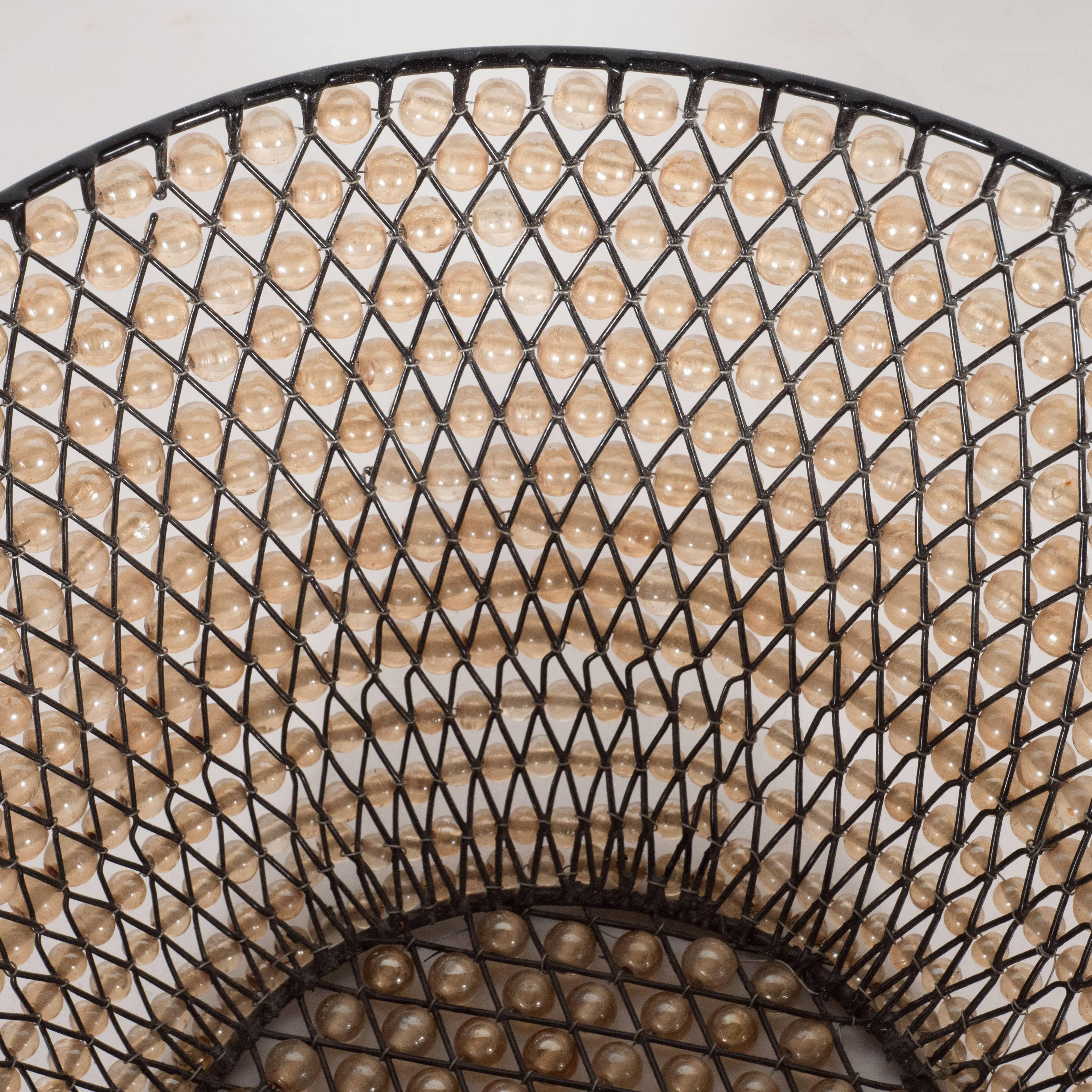 Wire Modernist Basket with an Abundance of Translucent Beads by Kim Seybert