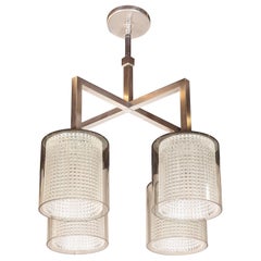 Scandinavian Mid-Century Modern Four-Arm Chandelier, Carl Fagerlund for Orrefors