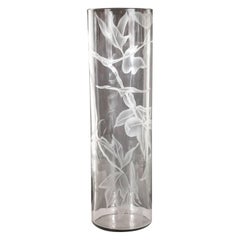 Art Deco Acid Etched Vase with Maple Leaf Motif by Dorothy Thorpe