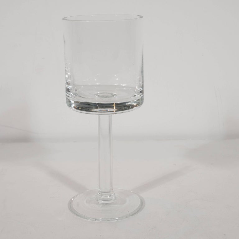 Set of Eight Modernist Translucent Water or Wine Glasses, Signed Calvin  Klein