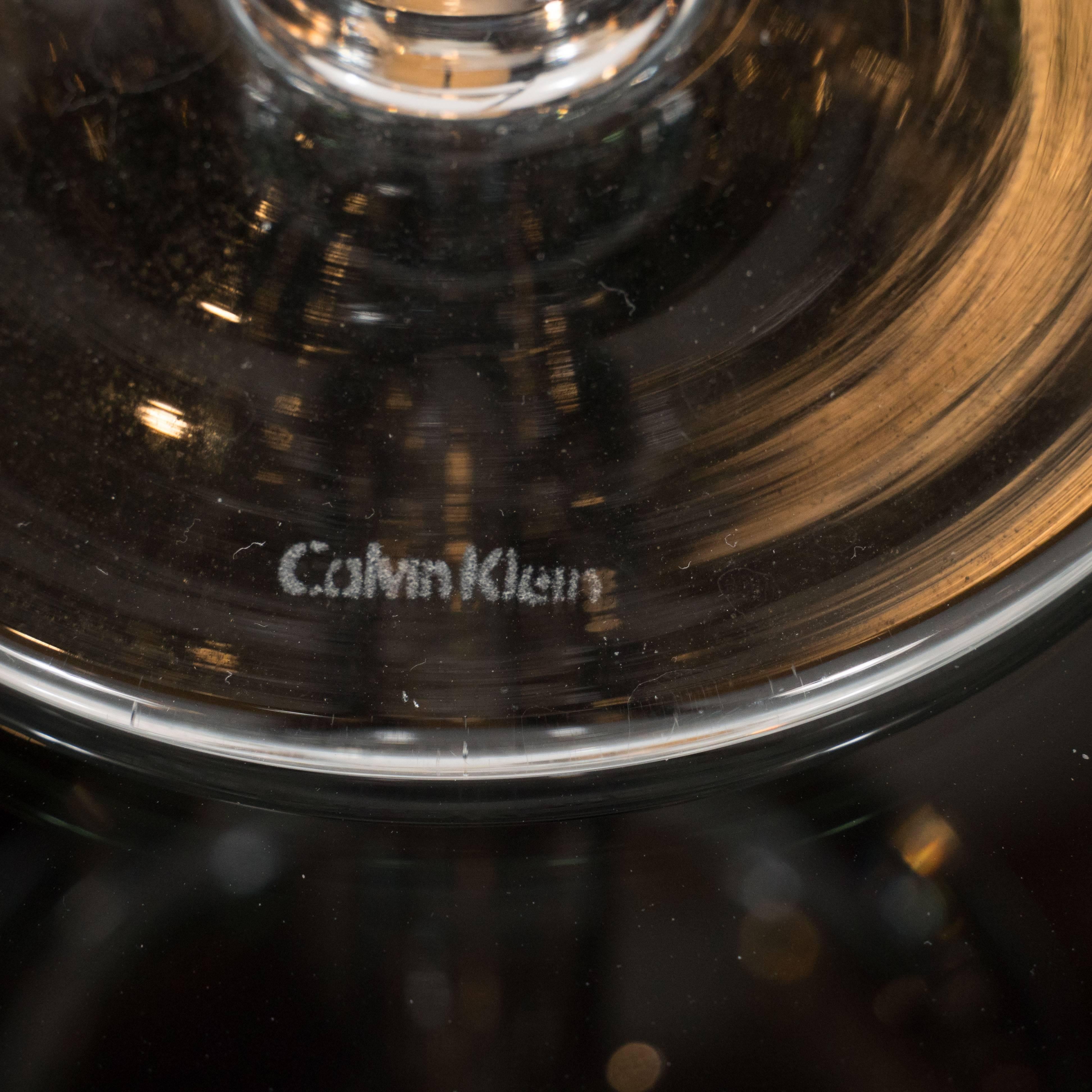 Late 20th Century Set of Eight Modernist Translucent Water or Wine Glasses, Signed Calvin Klein