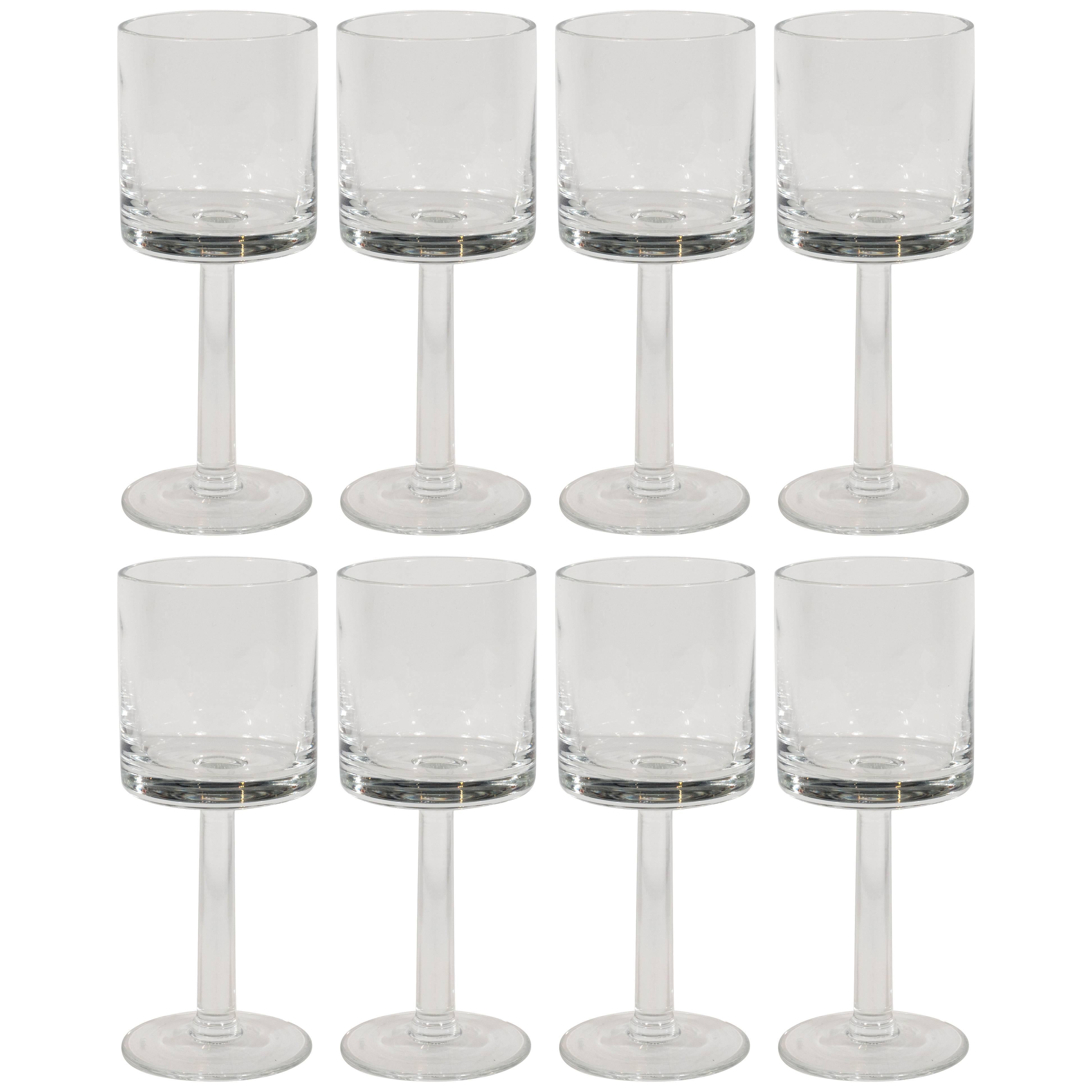 Set of Eight Modernist Translucent Water or Wine Glasses, Signed Calvin Klein