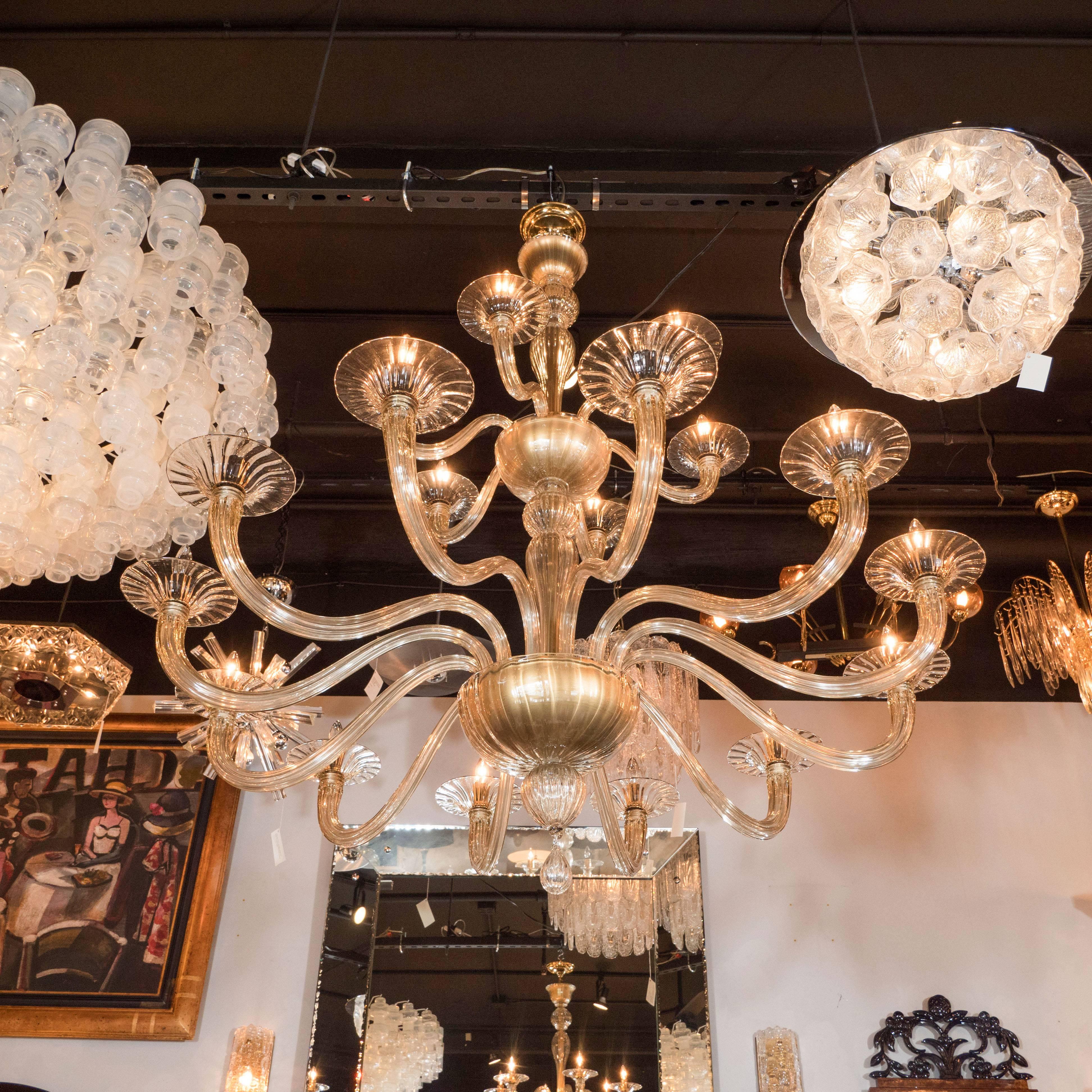 reeded glass chandelier