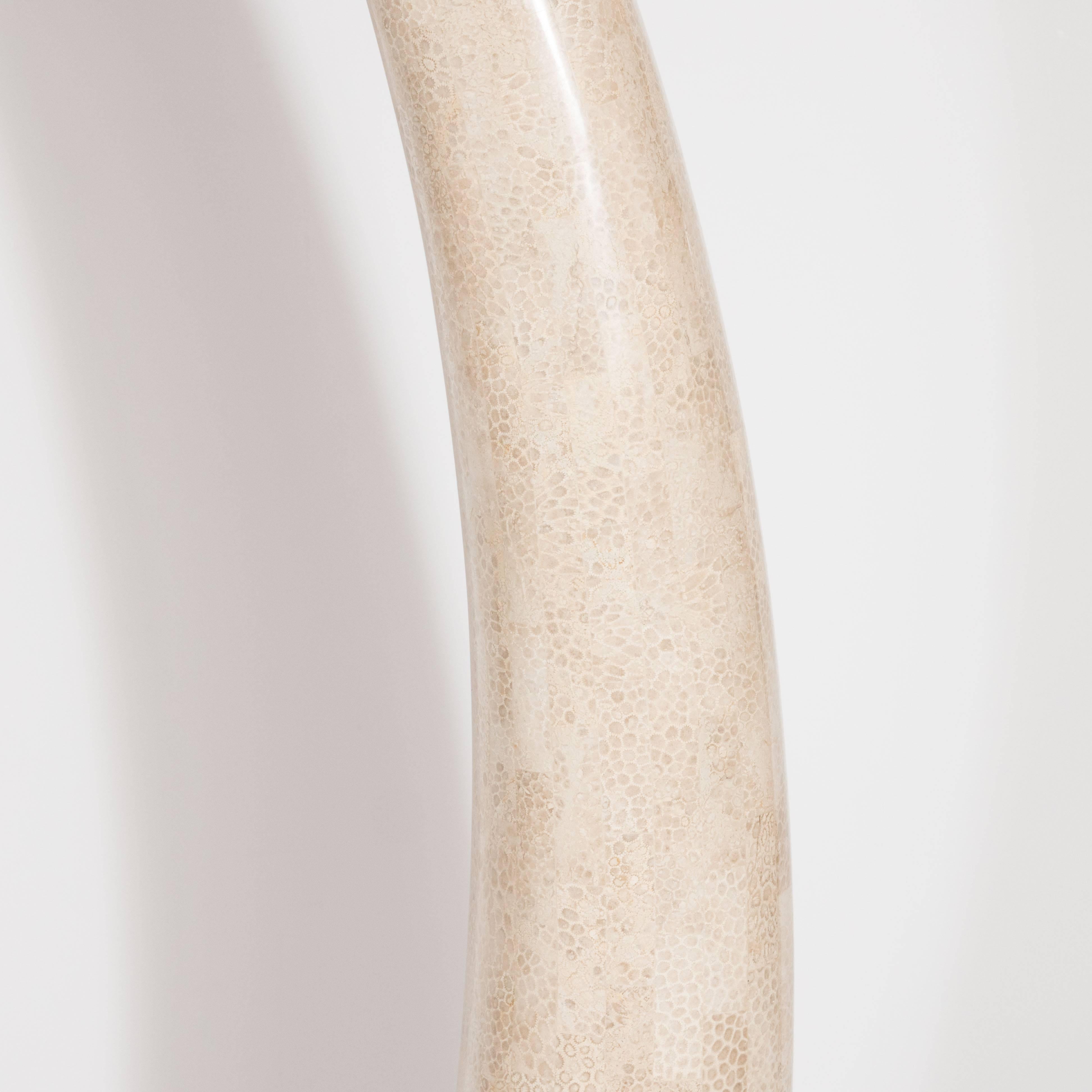 American Mid-Century Modern Tessellated Stone Tusk with Brass Detailing by Maitland-Smith