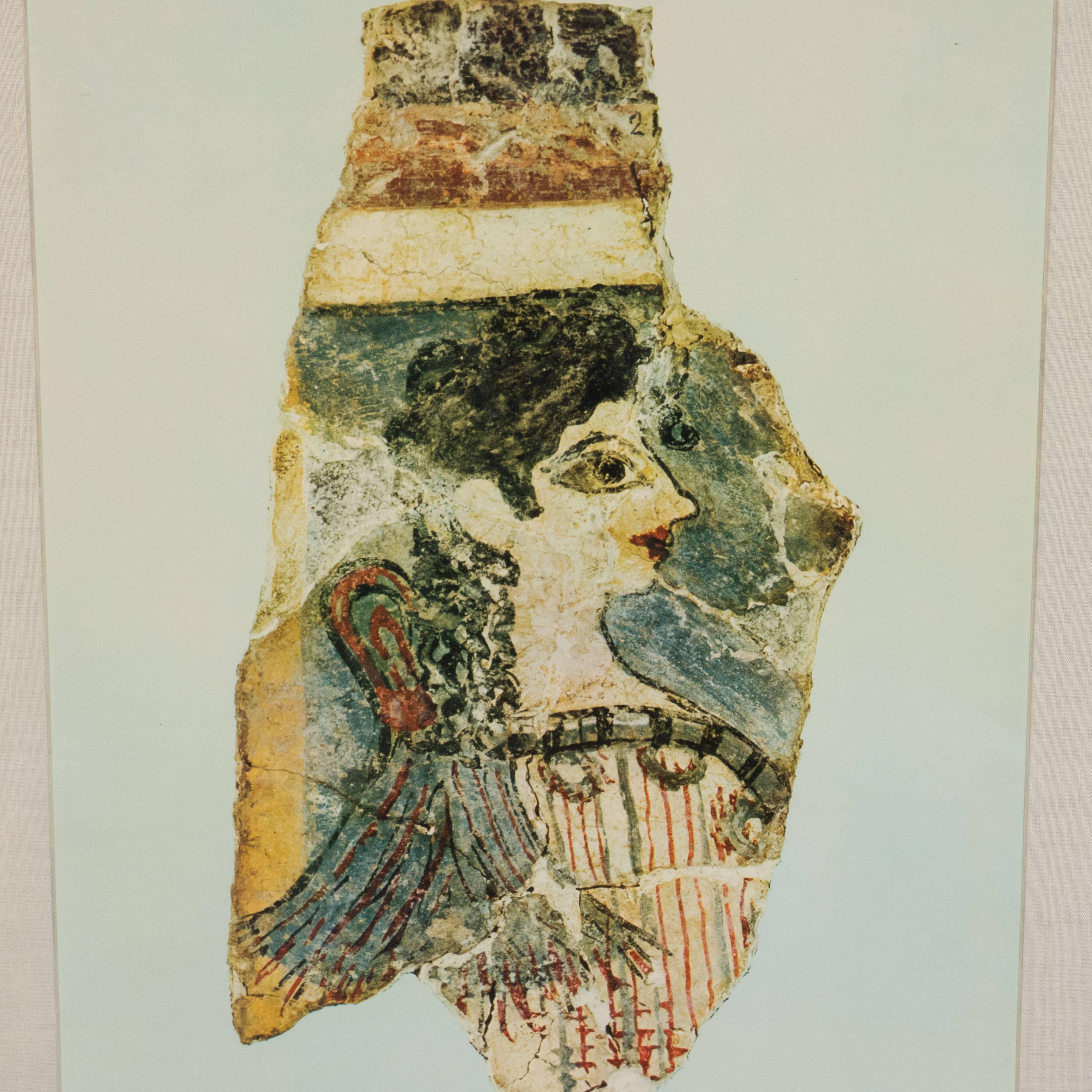 Greek Revival Modernist Print of a Greek Antiquities Pottery Fragment in Custom Gallery Frame