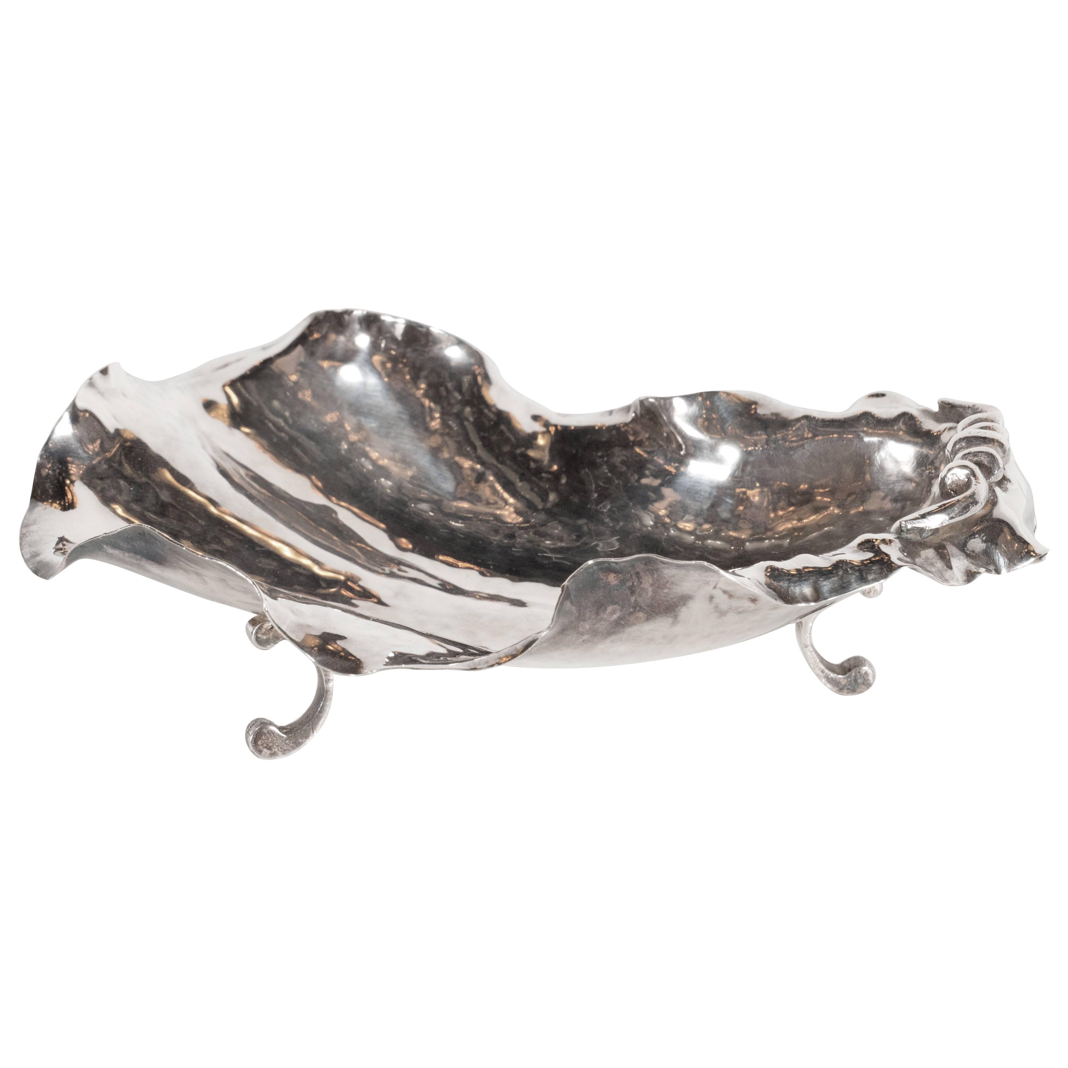 Hand-Wrought Sterling Silver Oyster Decorative Footed Dish by Cartier
