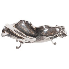 Vintage Hand-Wrought Sterling Silver Oyster Decorative Footed Dish by Cartier