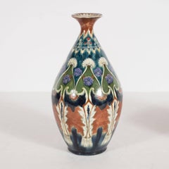 Pair of Art Deco Ceramic Royal Bonn Vases in Red Clay, Emerald & Oceanic Hues