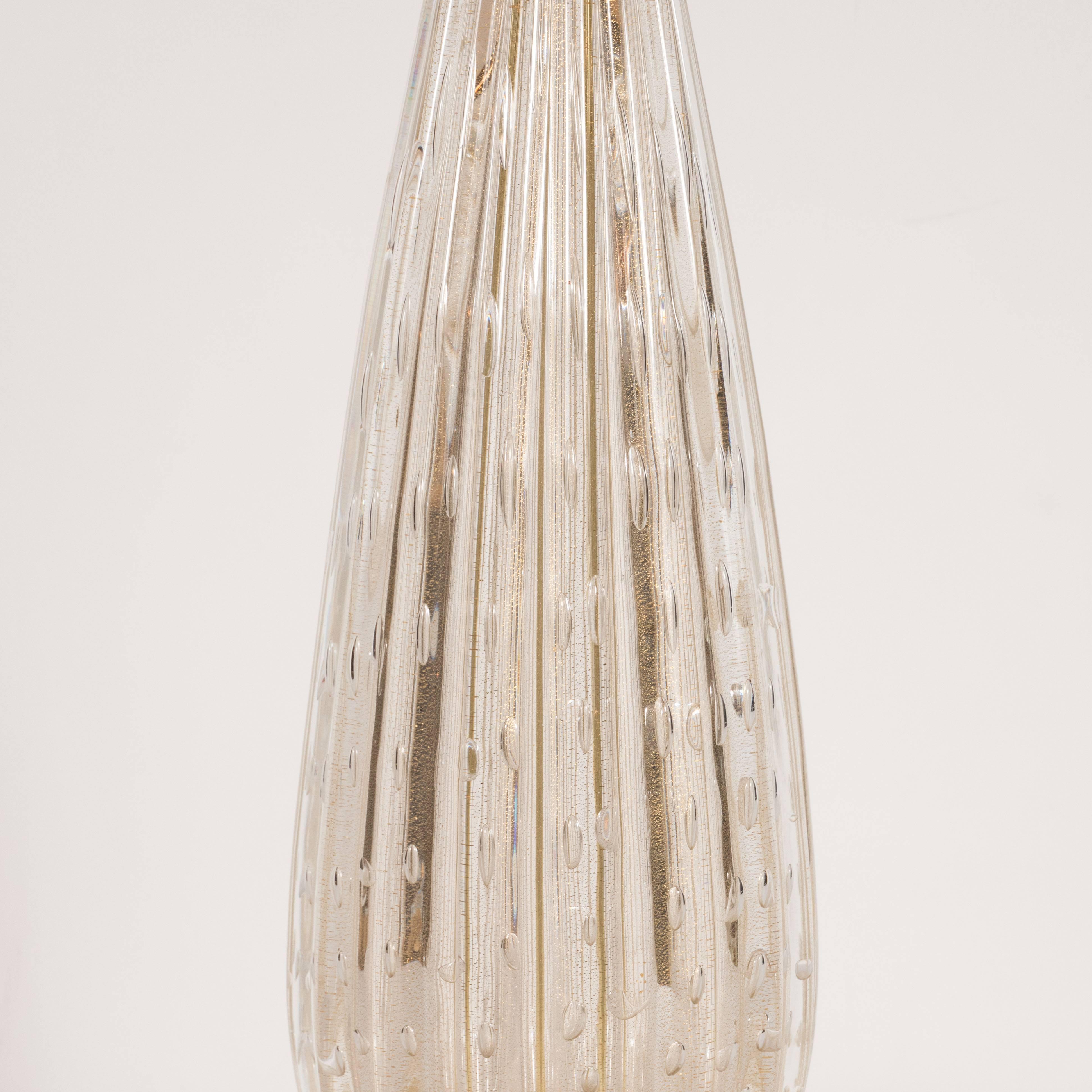 XXI secolo e contemporaneo Lampade da tavolo moderniste di Murano soffiate a mano, in vetro e ottone, con riflessi in oro a 24 carati in vendita