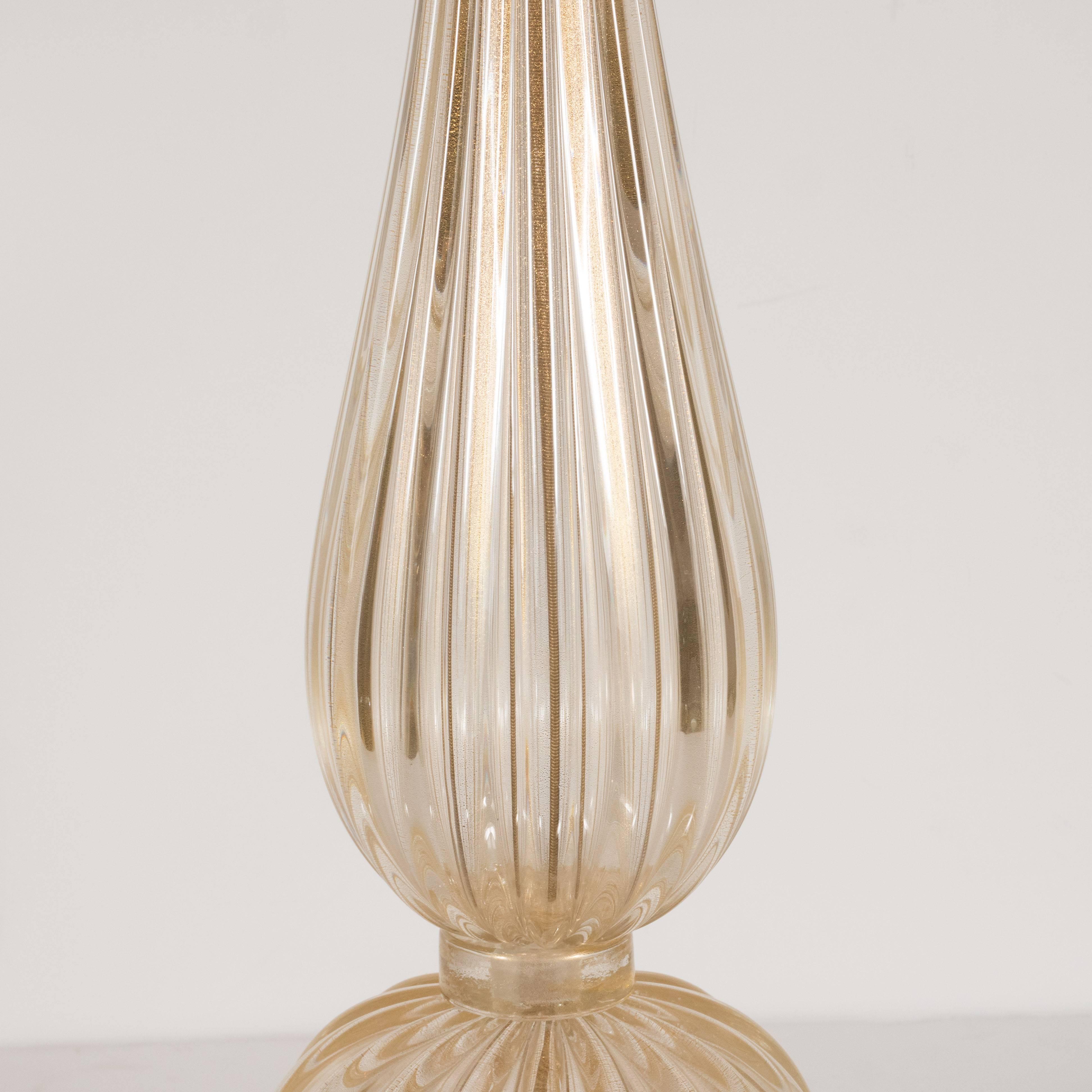 Contemporary Handblown Modernist Murano Table Lamps with 24-Karat Yellow Gold Flecks For Sale