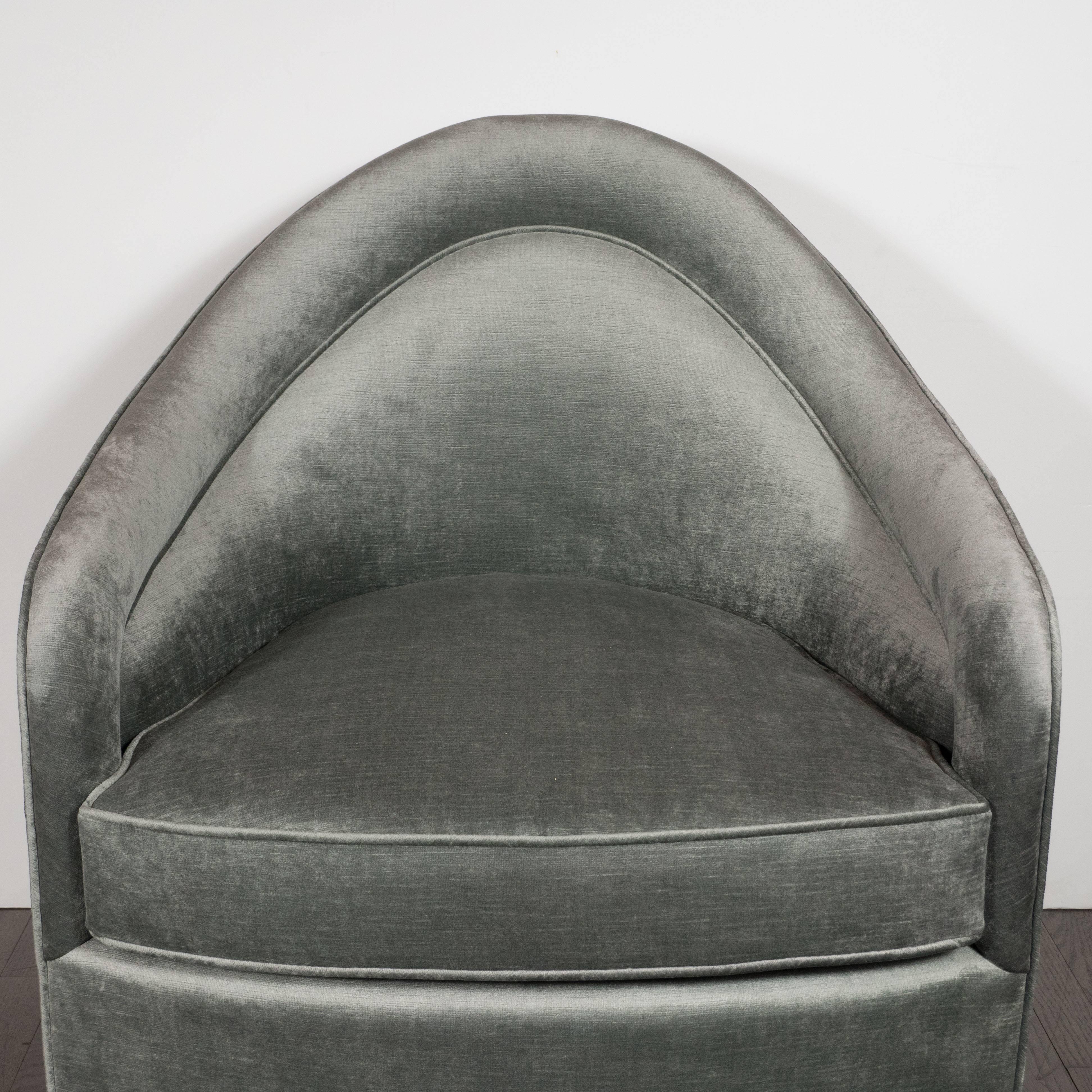 Late 20th Century Mid-Century Modern Swivel Chair in Smoked Platinum Velvet by Milo Baughman