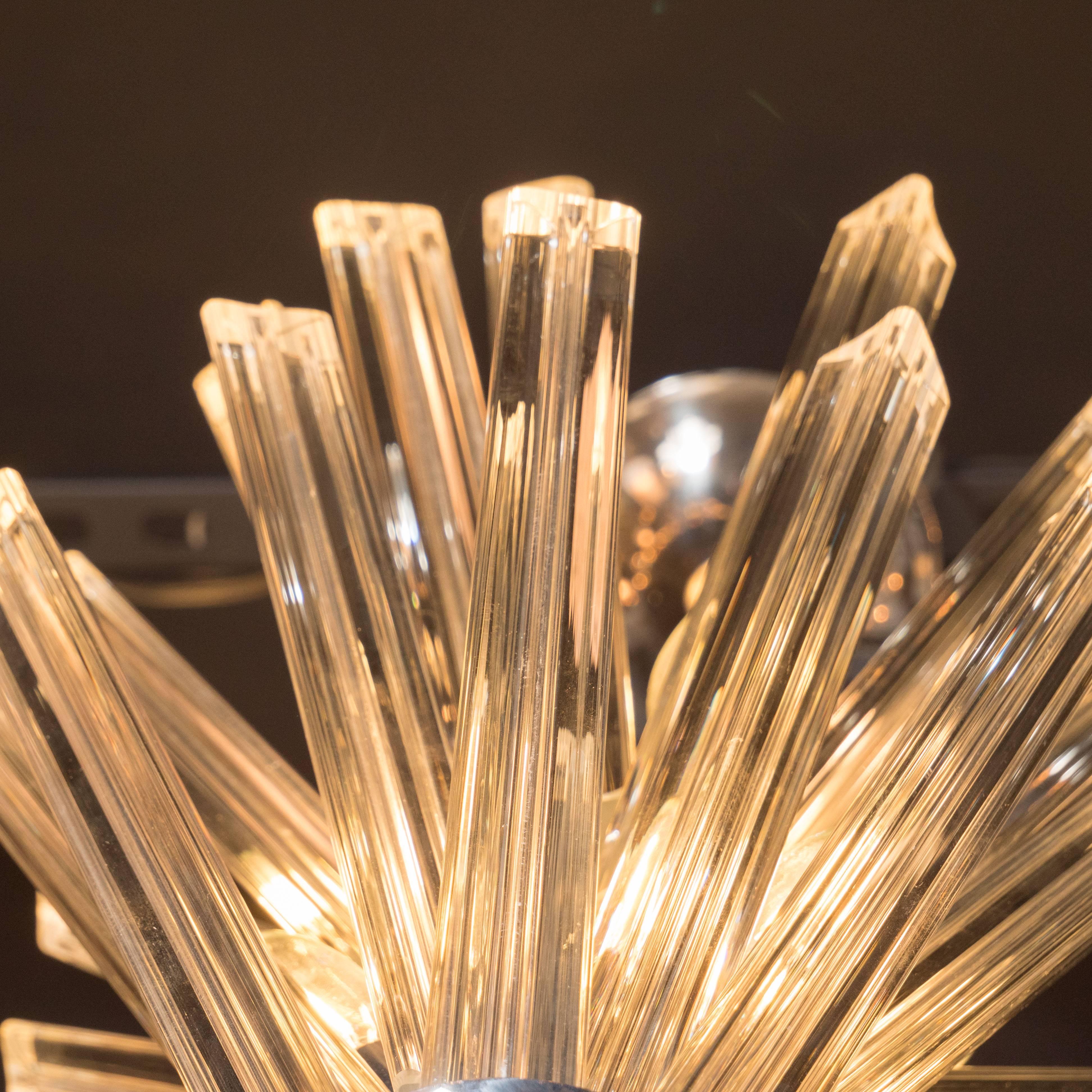 Mid-Century Modern Starburst Chandelier in Translucent Glass, Nickel Fittings 3
