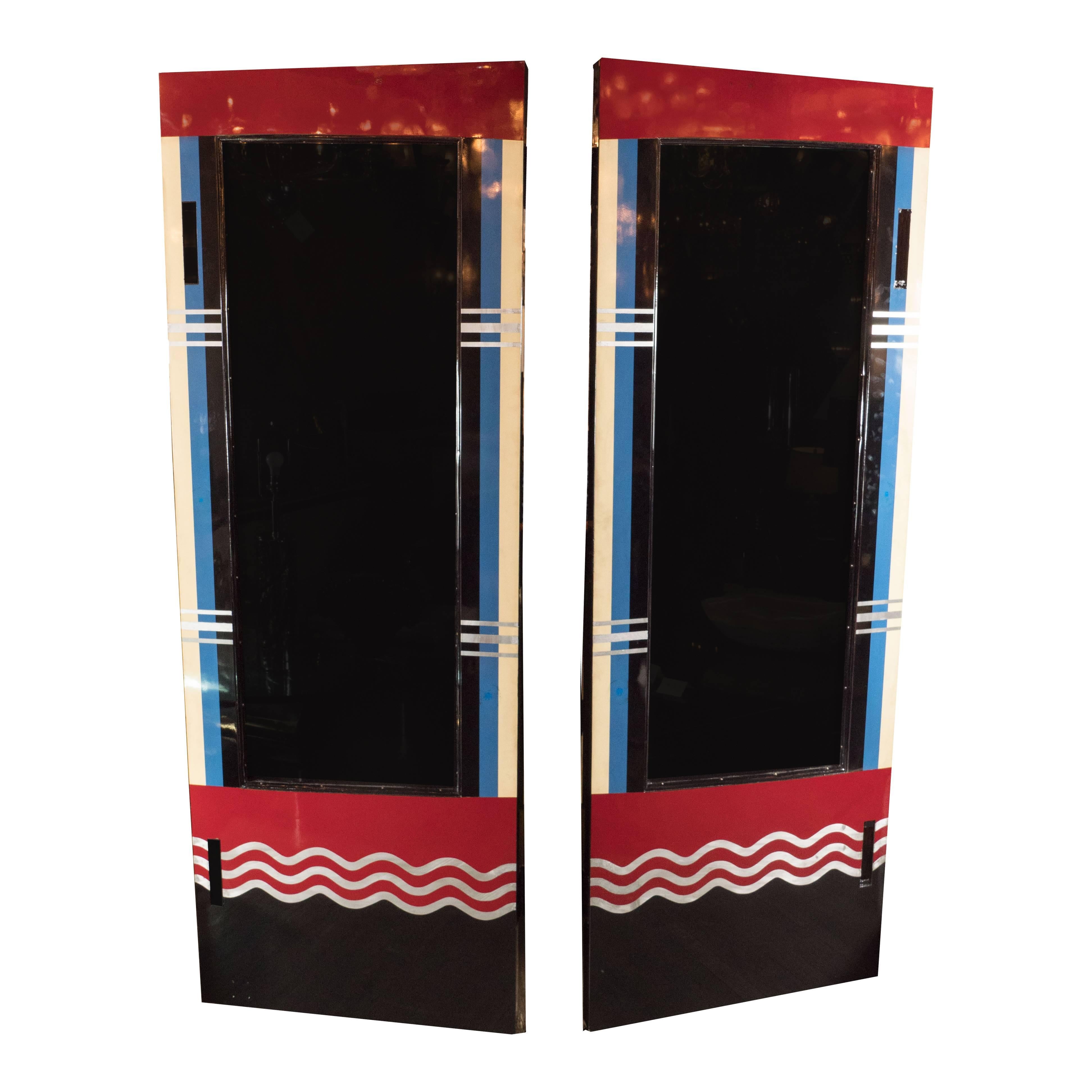 These stunning and important Art Deco screens were designed by Robert Eberson- one of the most important theatre architects of the 20th century- circa 1935.  Originally serving as the doors to the Paradise Theatre in Chicago, they have been