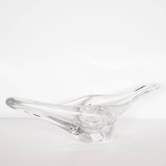 Sculptural and Curvilinear Midcentury Translucent Glass Bowl by Daum, France