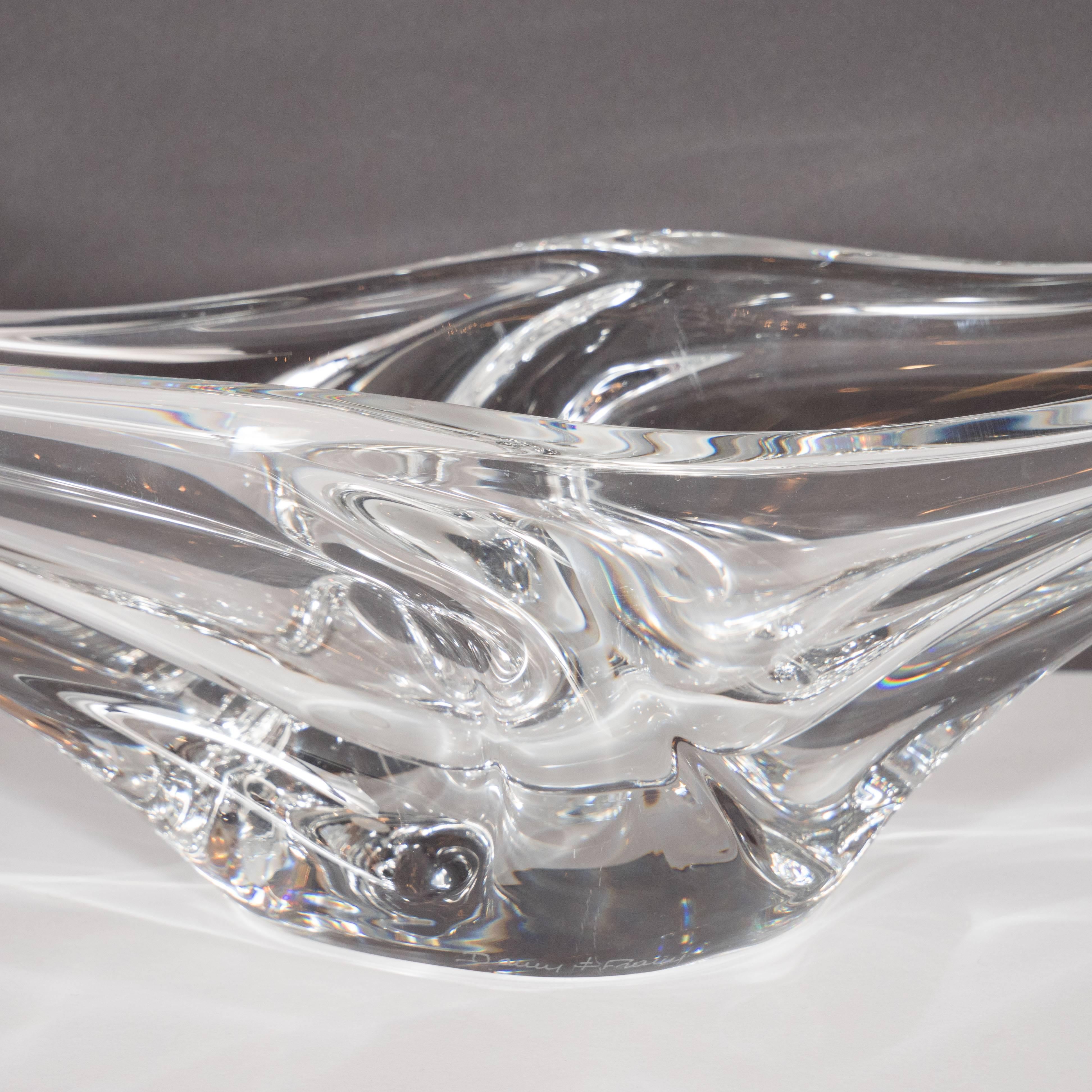 Sculptural and Curvilinear Midcentury Translucent Glass Bowl by Daum, France For Sale 2