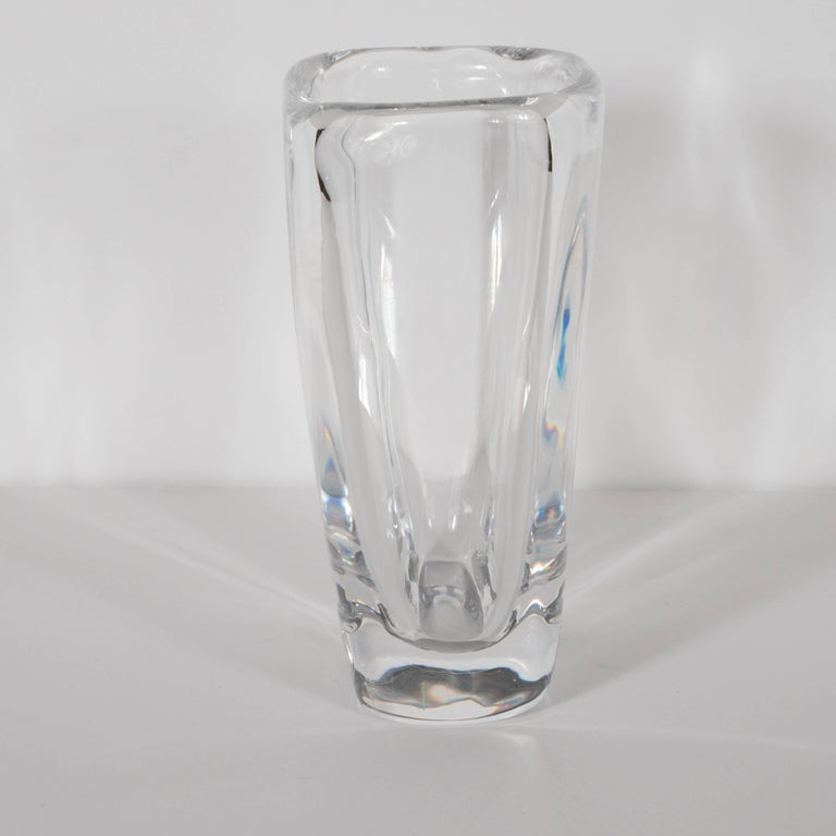 MidCentury Modern Oblong Translucent Glass Vase by Orrefors of Sweden