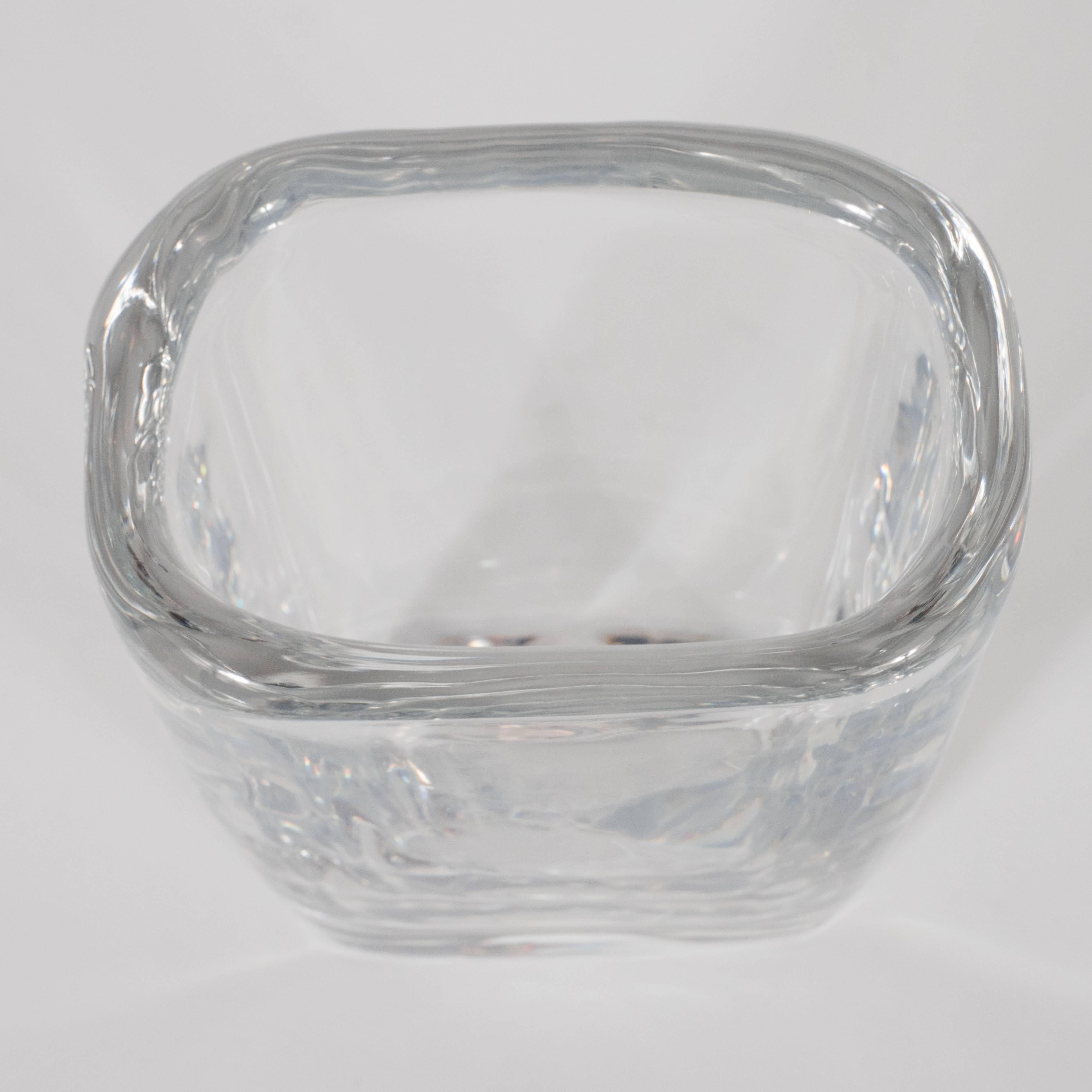 MidCentury Modern Oblong Translucent Glass Vase by Orrefors of Sweden