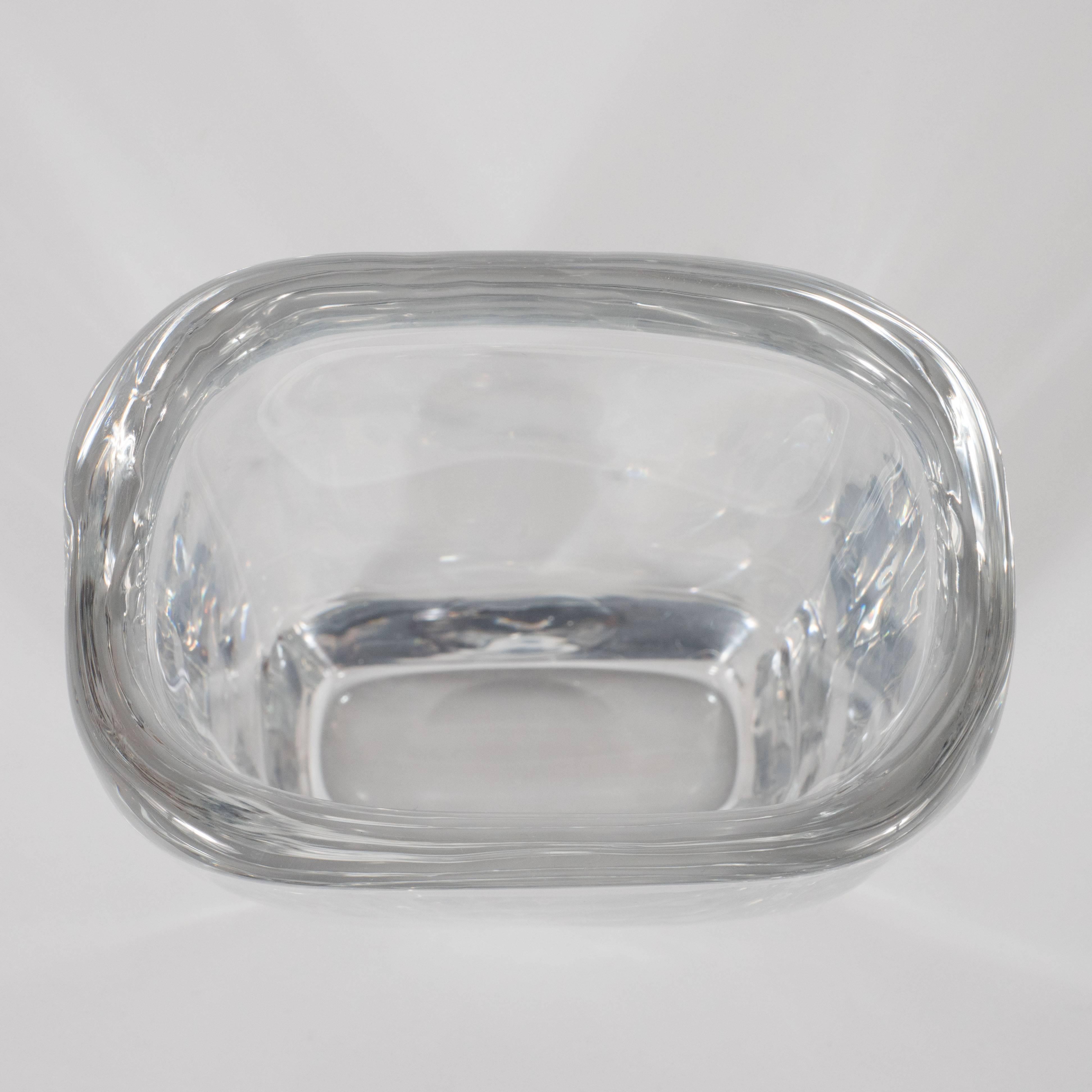 MidCentury Modern Oblong Translucent Glass Vase by Orrefors of Sweden