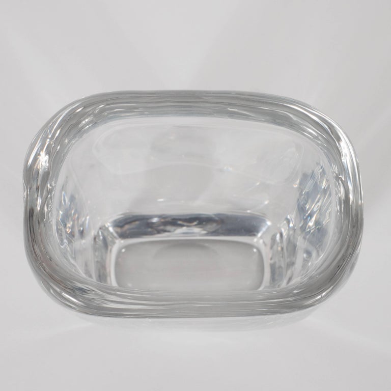 Mid Century Modern Oblong Translucent Glass Vase By Orrefors Of