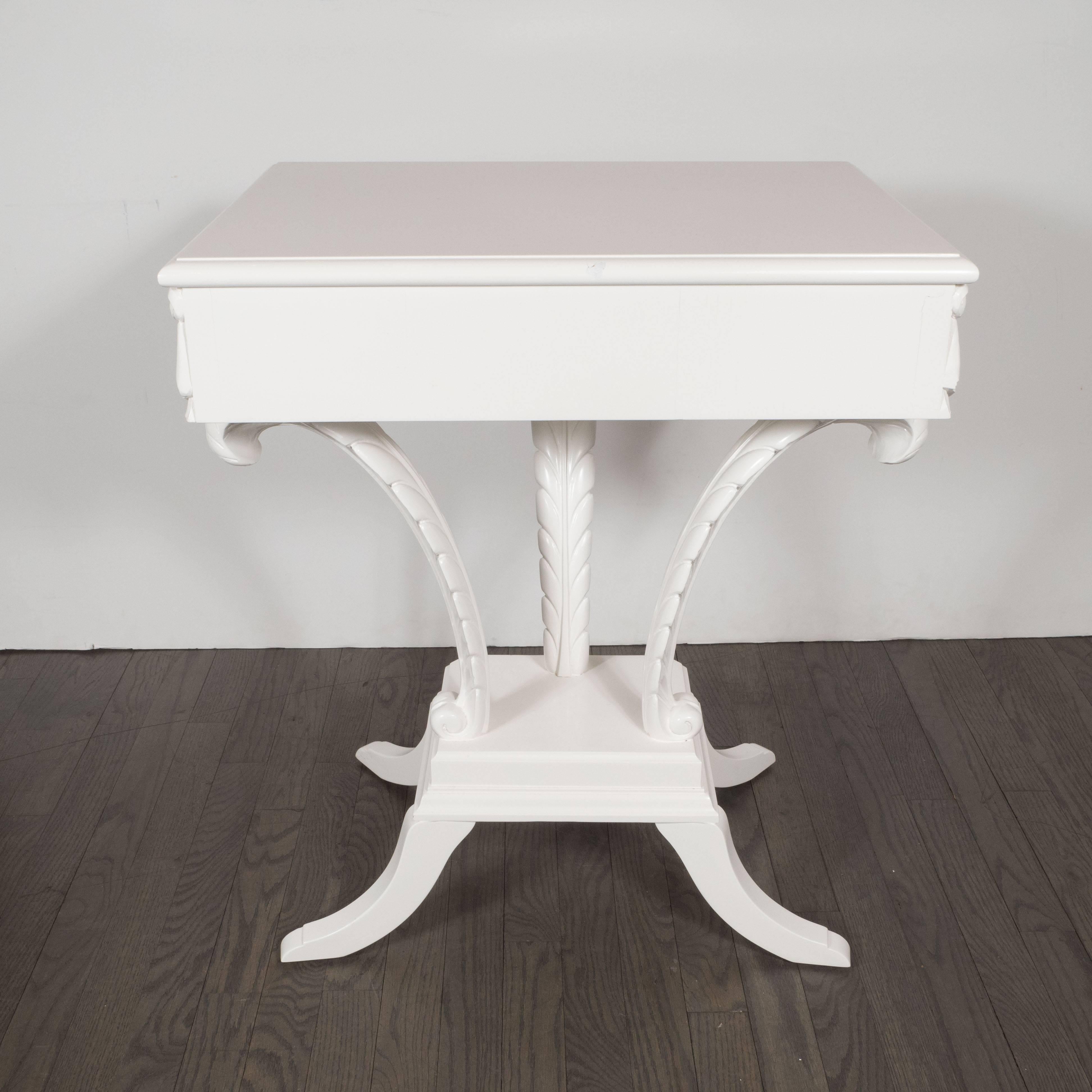 American Pair of Hollywood Regency Grosfeld House White Lacquer End Tables or Nightstands