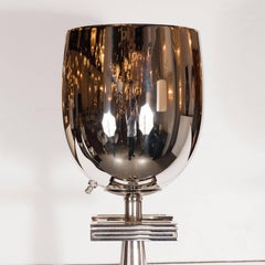 Pair of Mid-Century Modern Nickel Floor Lamps/ Torchieres, Style of Parzinger