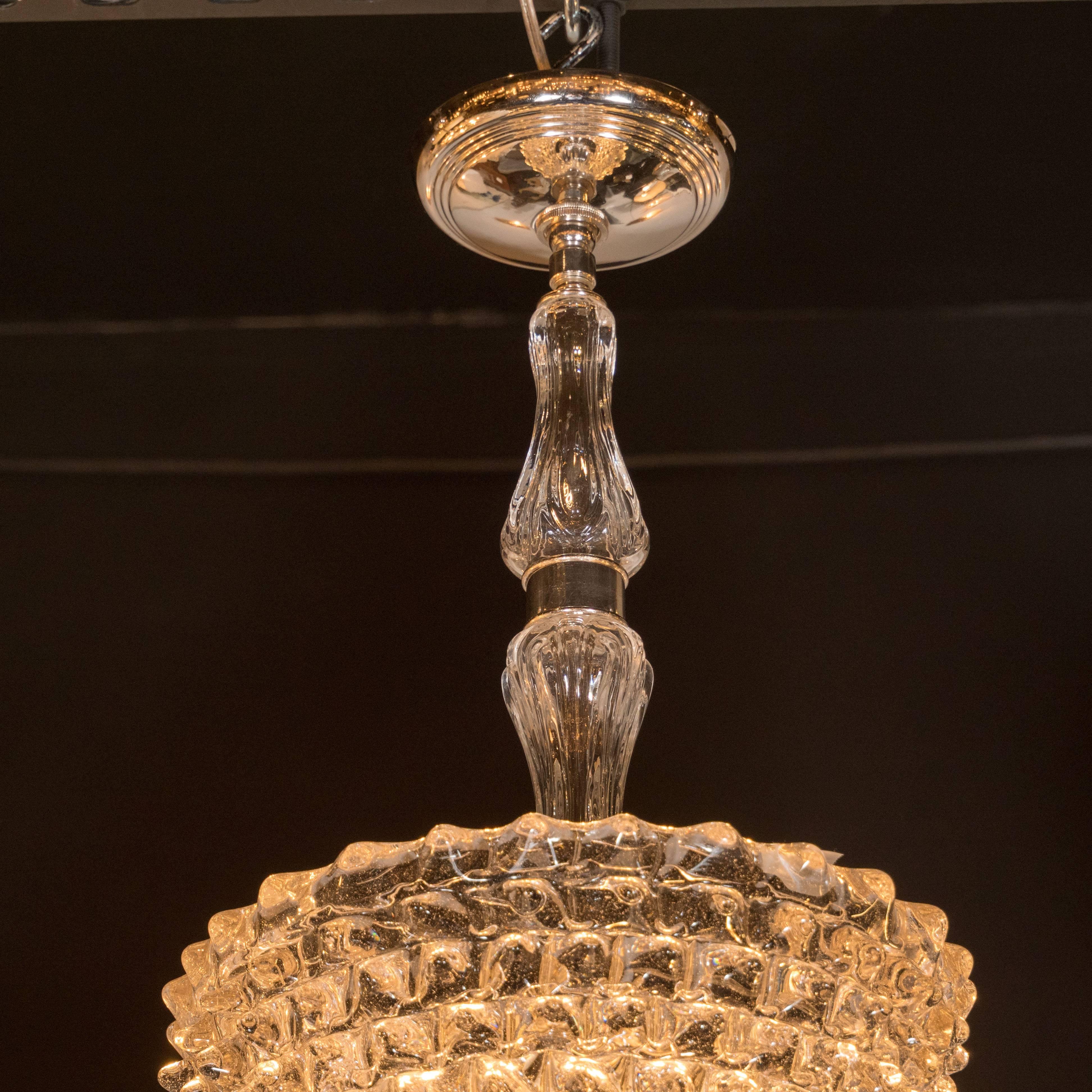 Mid-Century Modern Handblown Glass Pendant, Nickel Fittings by Barovier e Toso 1