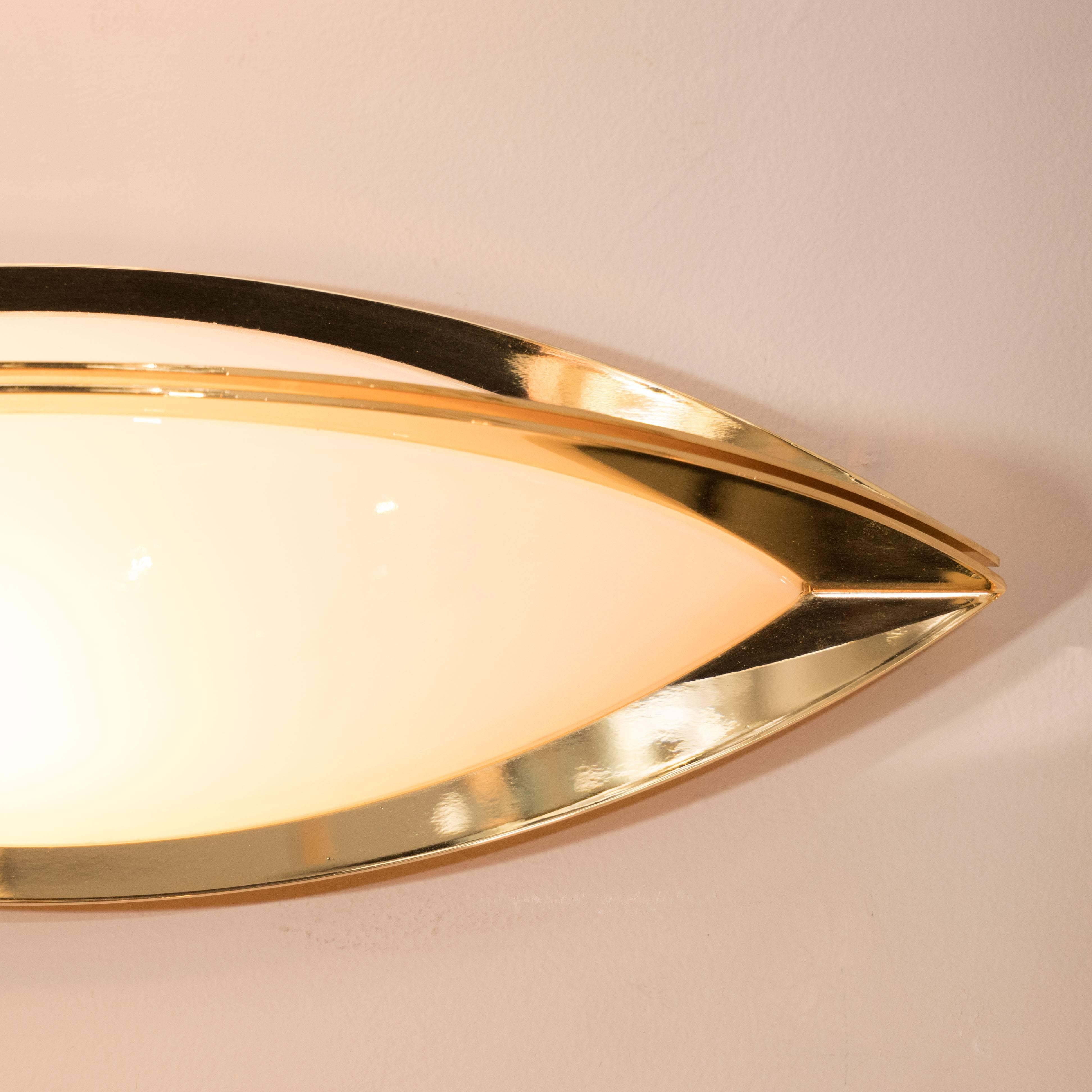 Mid-20th Century Mid-Century Modern Vanity Sconce in Brass and Frosted Glass by Glashütte Limburg
