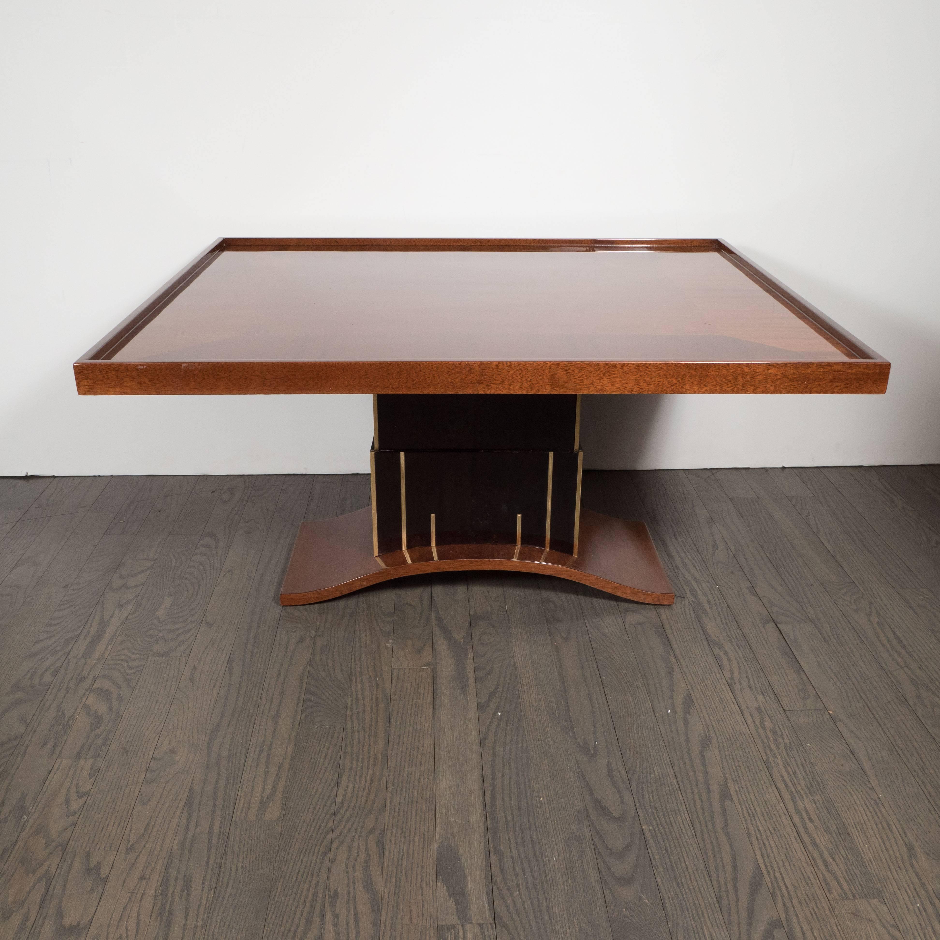 American Art Deco Bookmatched Walnut and Mahogany Cocktail Table