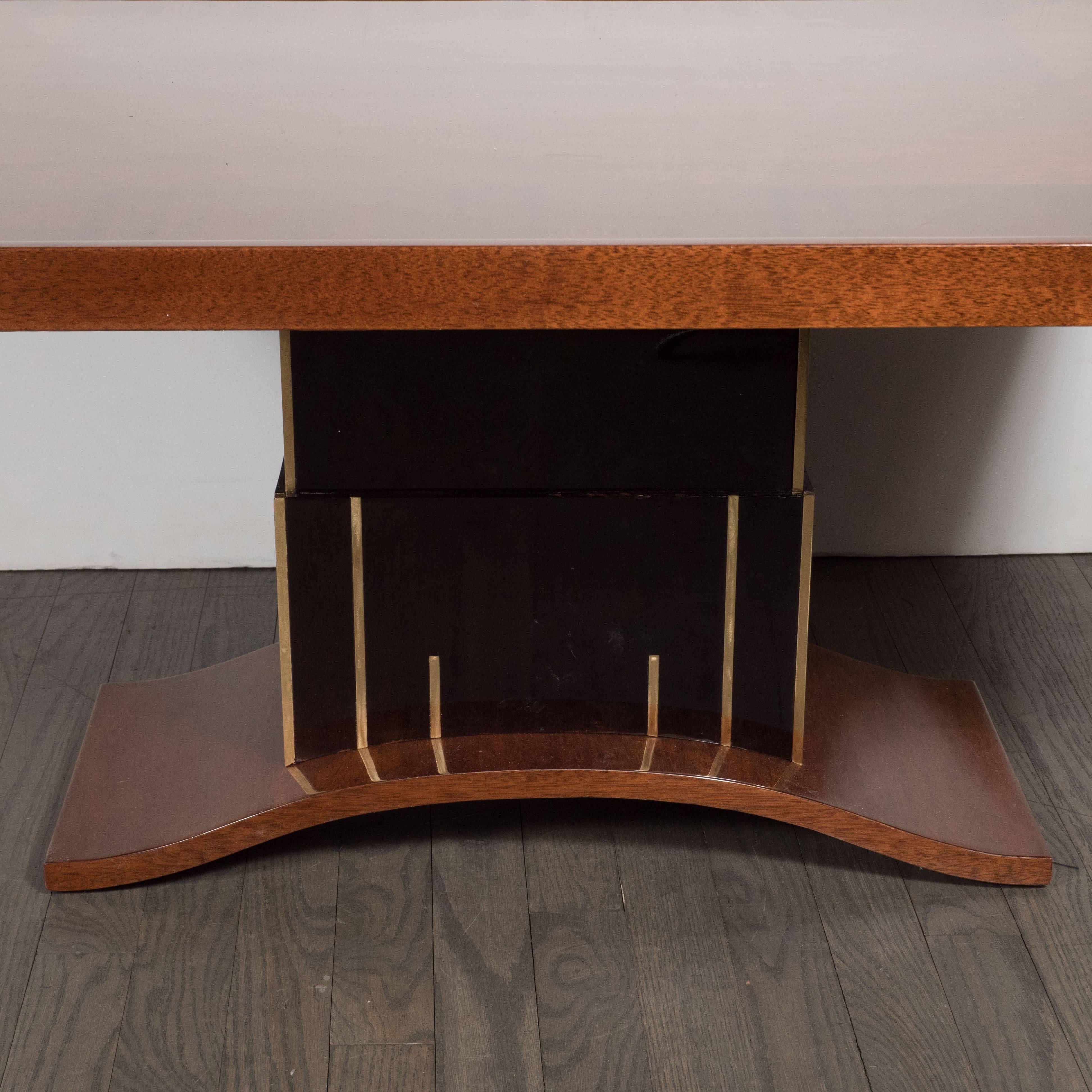 Art Deco Bookmatched Walnut and Mahogany Cocktail Table 1