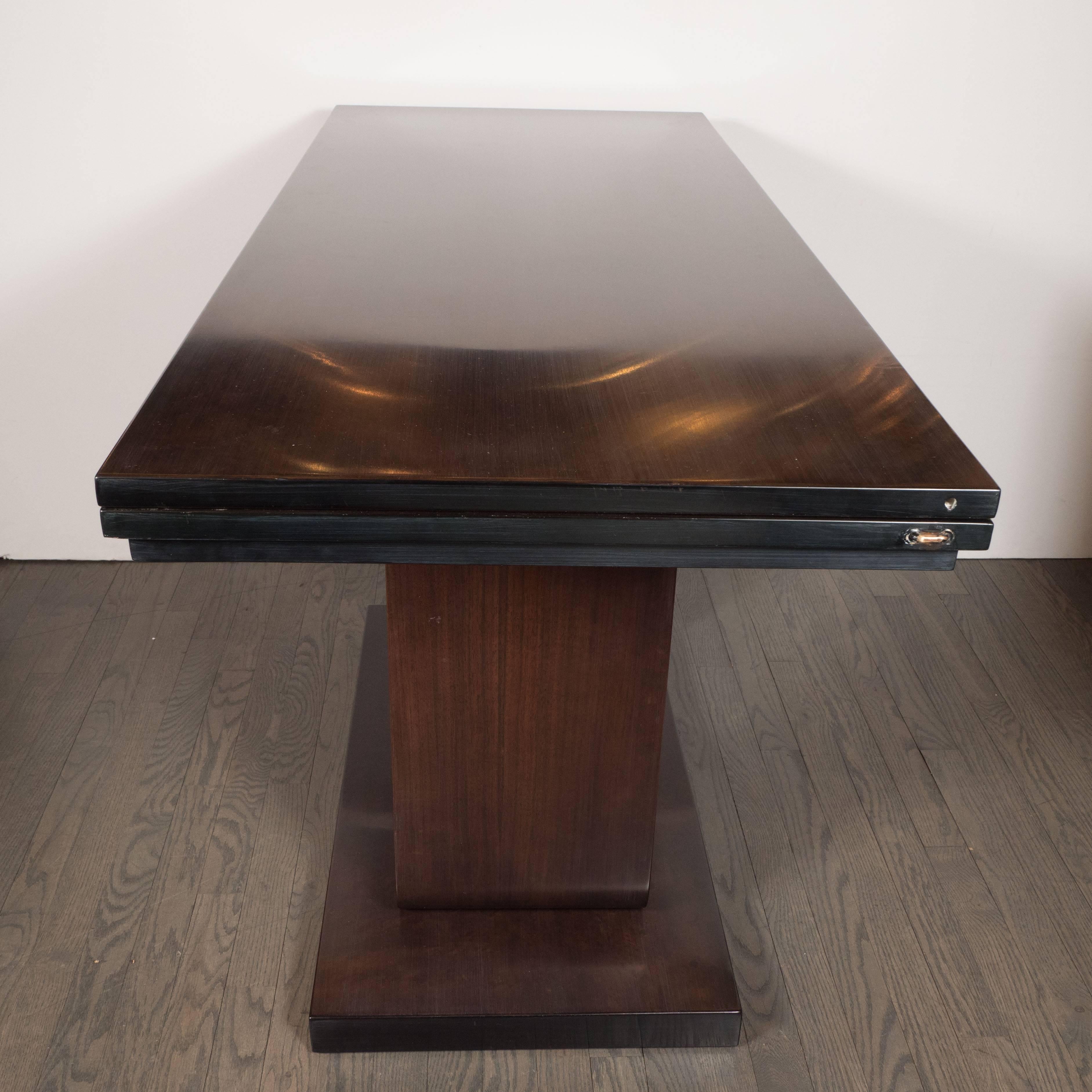 Mid-20th Century Art Deco Bookmatched Burled Carpathian Elm Flip-Top Console or Dining Table