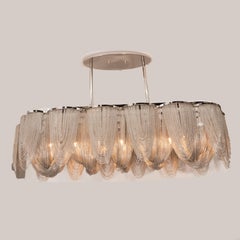 Modernist Polished Stainless Steel Draped Mesh Chandelier, Manner of Baylar
