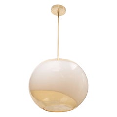 Mid-Century Modern Murano Pendant with Opaque White and Translucent Amber Glass