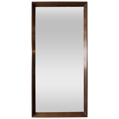 Large-Scale Midcentury Rectangular Shadowbox Walnut Mirror by Gilbert Rohde