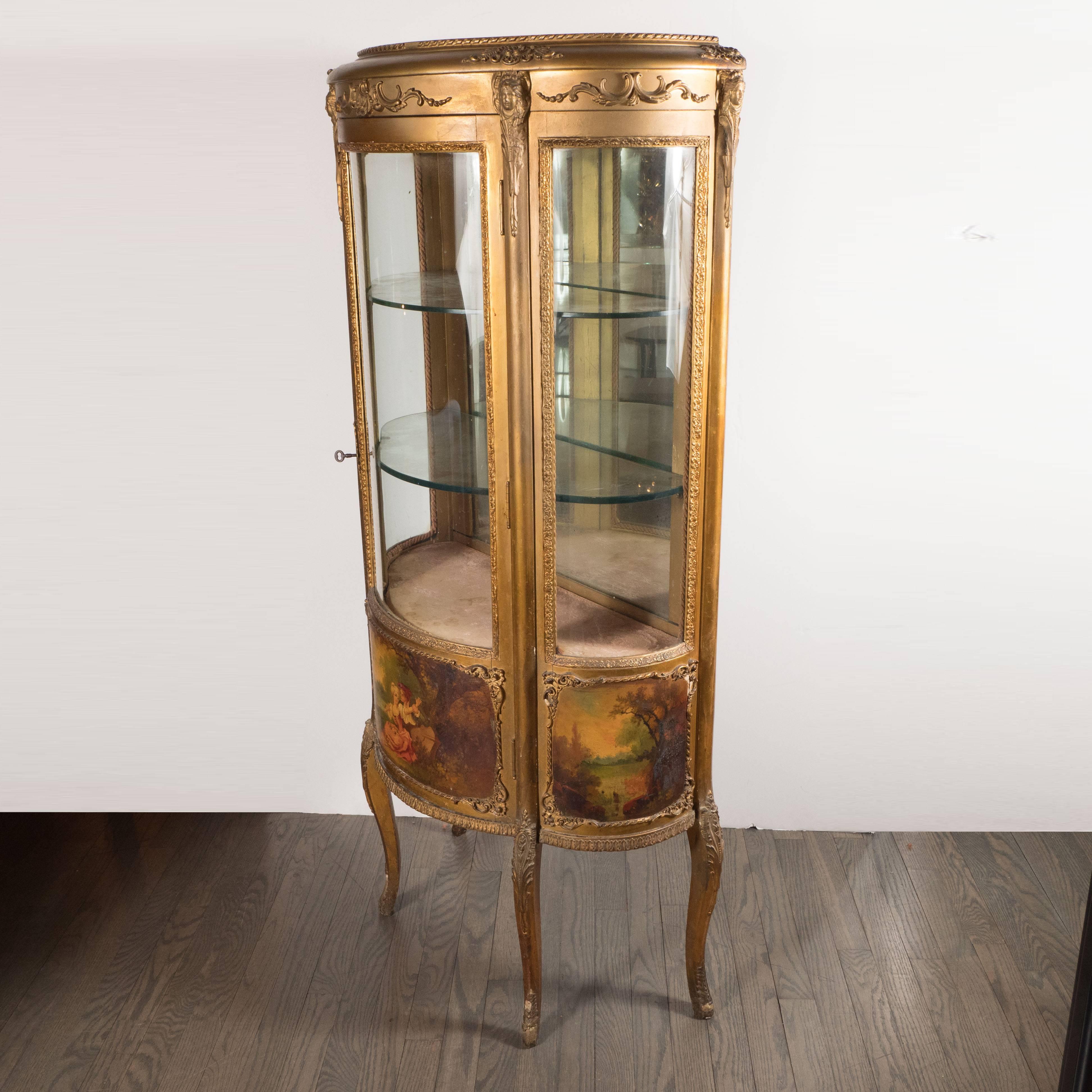 Vernis Martin 19th Century Louis XVI Style Hand-Painted Ormolu Display Cabinet 2