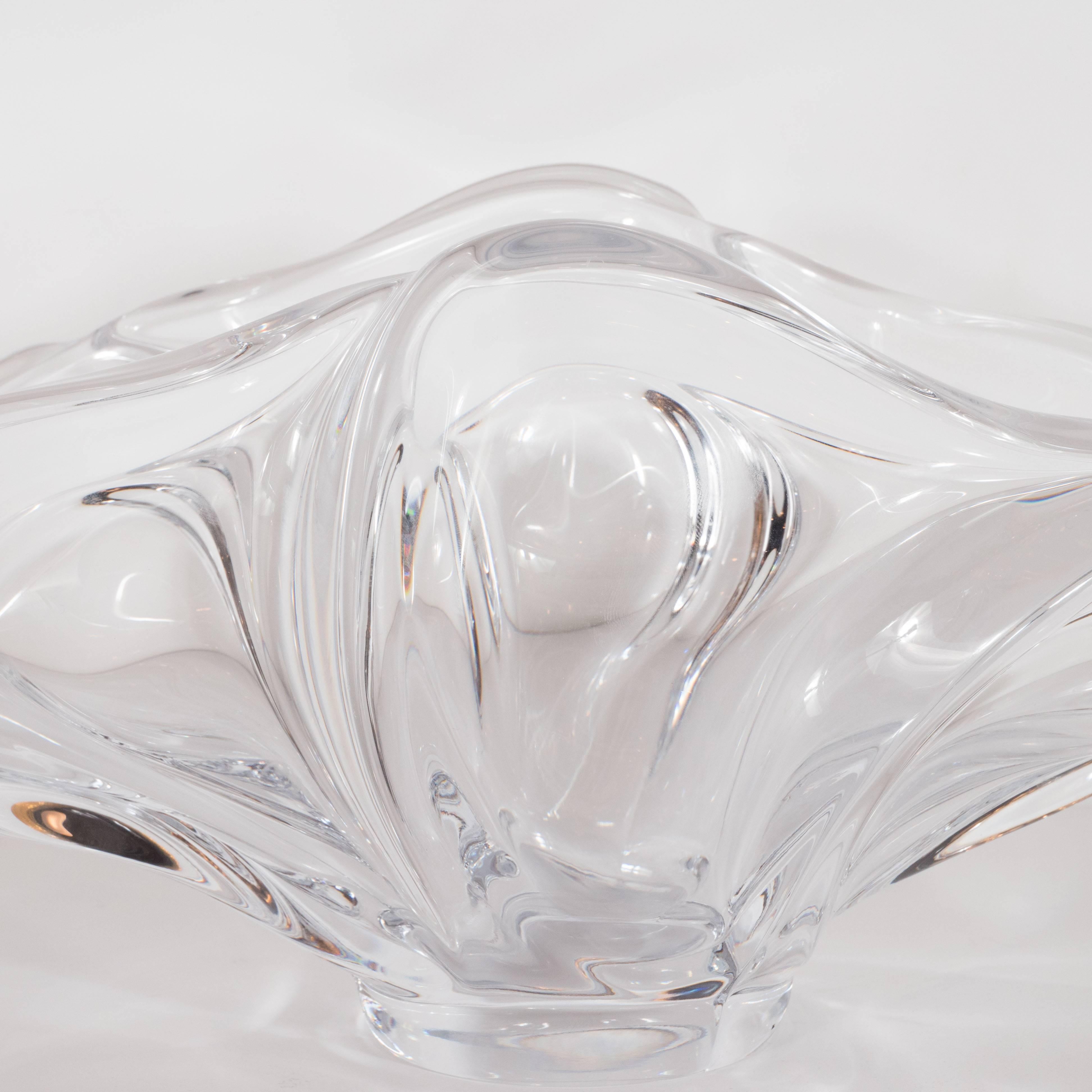 Mid-20th Century Mid-Century Modern Handblown Sculptural Translucent Bowl by Art Vannes For Sale