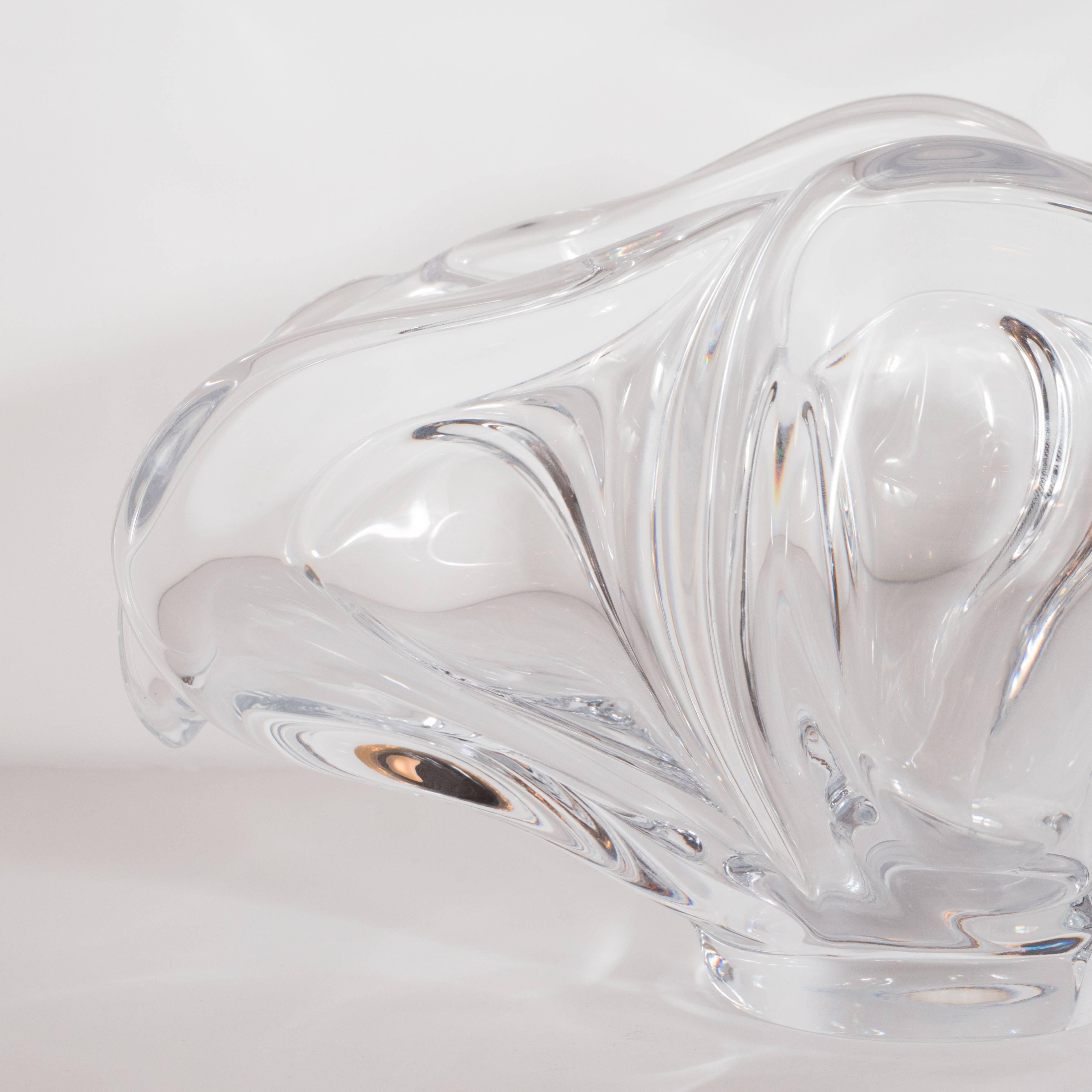 Glass Mid-Century Modern Handblown Sculptural Translucent Bowl by Art Vannes For Sale