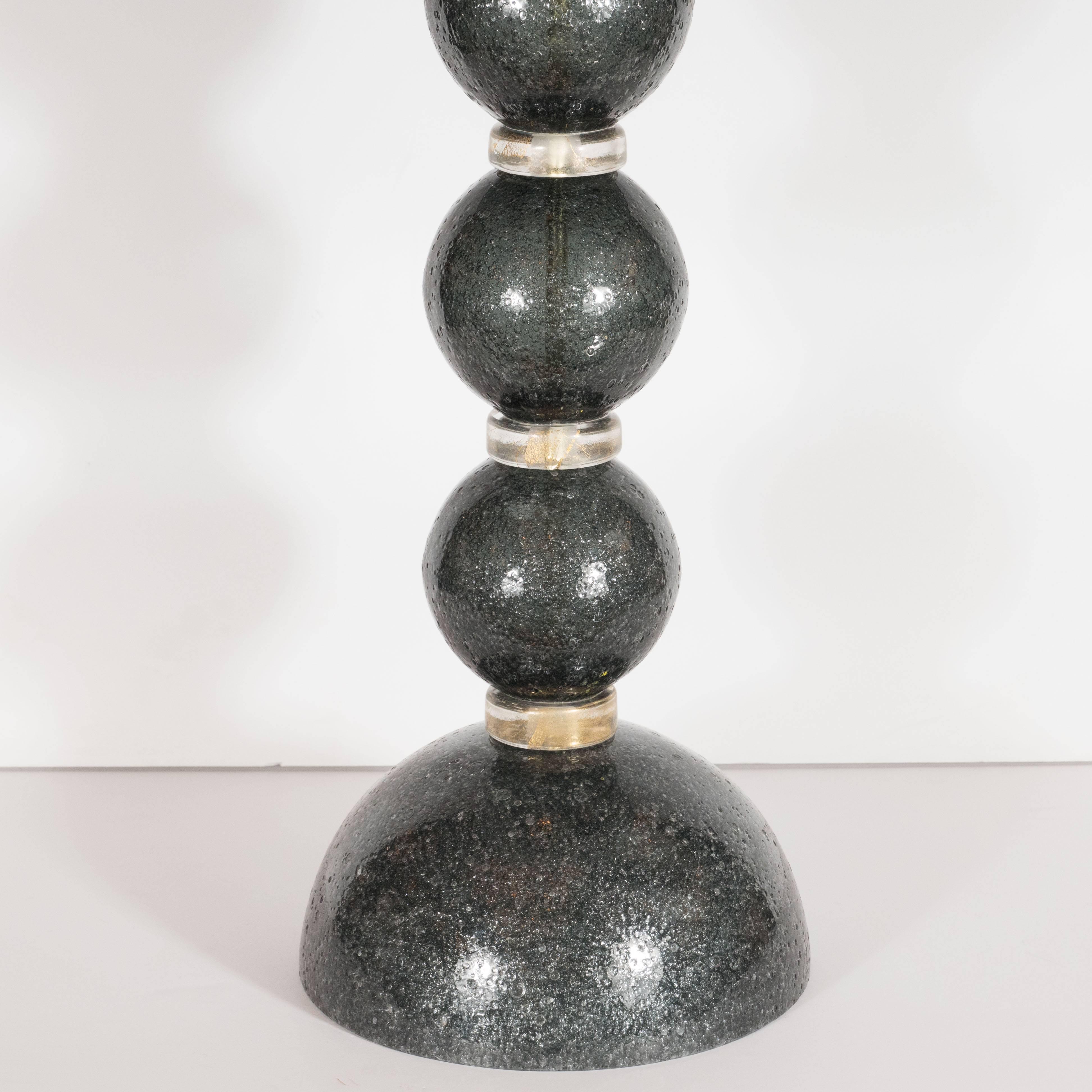 Italian Modernist Handblown Murano Table Lamps in Smoked Gunmetal For Sale