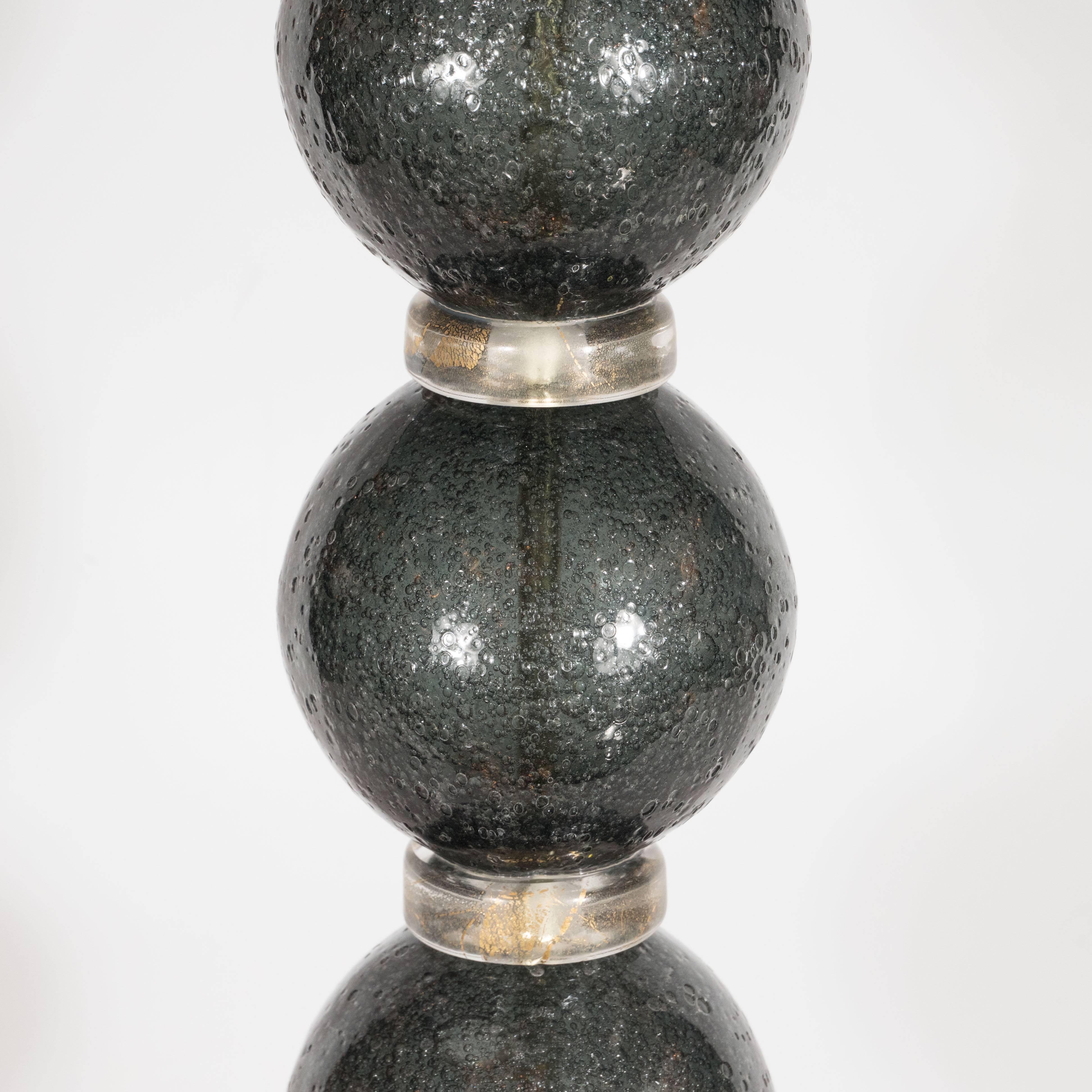 Contemporary Modernist Handblown Murano Table Lamps in Smoked Gunmetal For Sale