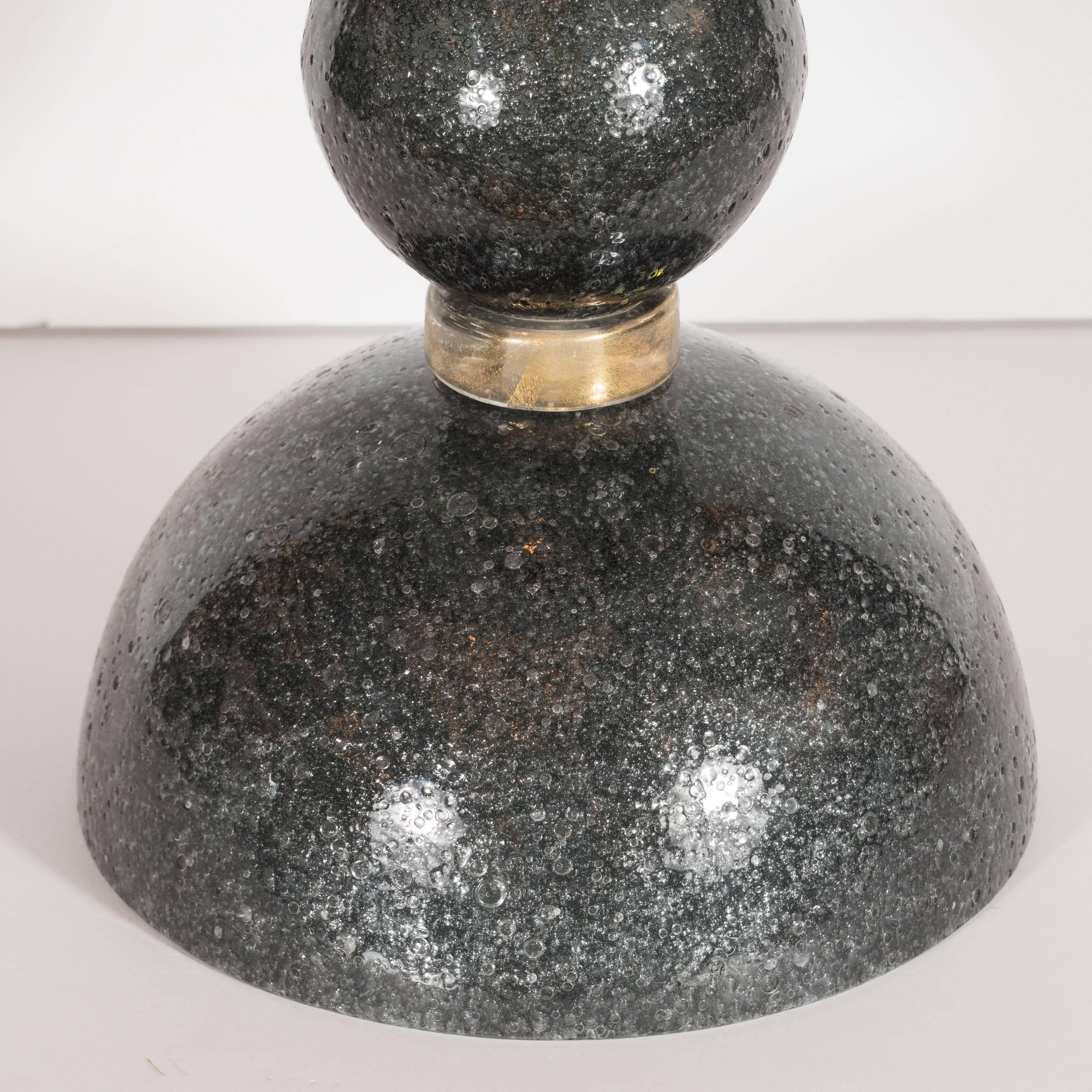 Modernist Handblown Murano Table Lamps in Smoked Gunmetal In Excellent Condition For Sale In New York, NY