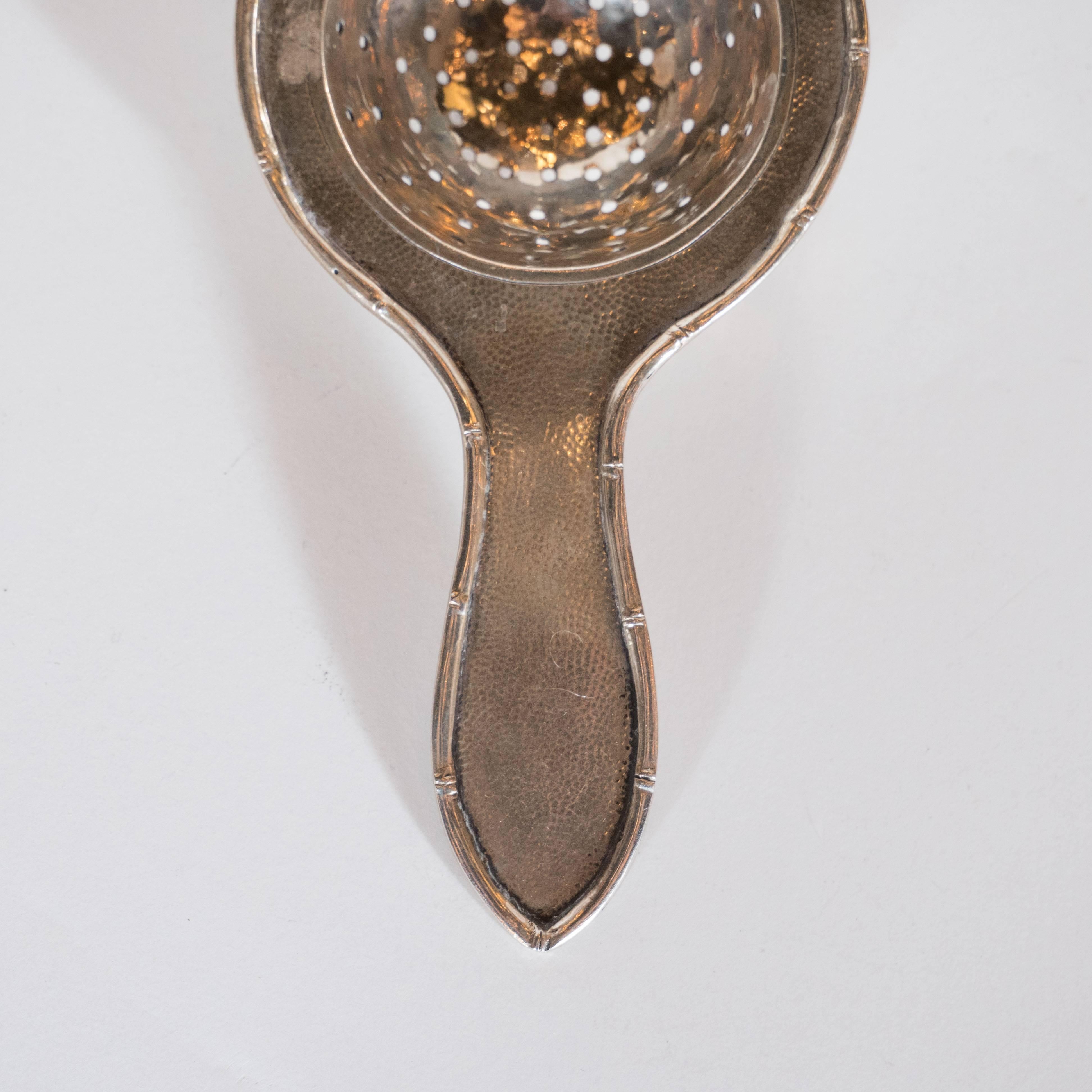 English 19th Century Sterling Silver Perforated Tea Strainer For Sale 1