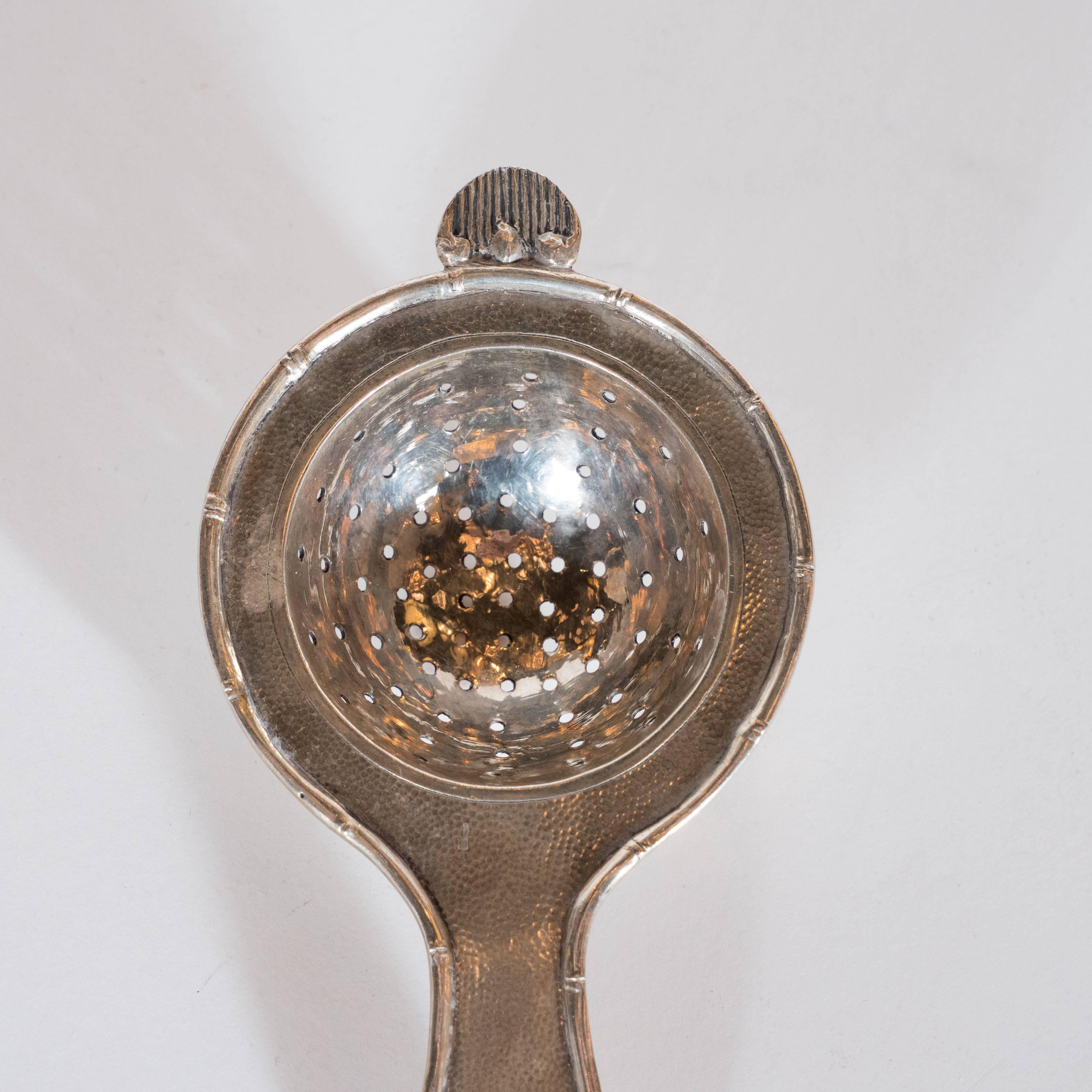 English 19th Century Sterling Silver Perforated Tea Strainer In Excellent Condition For Sale In New York, NY