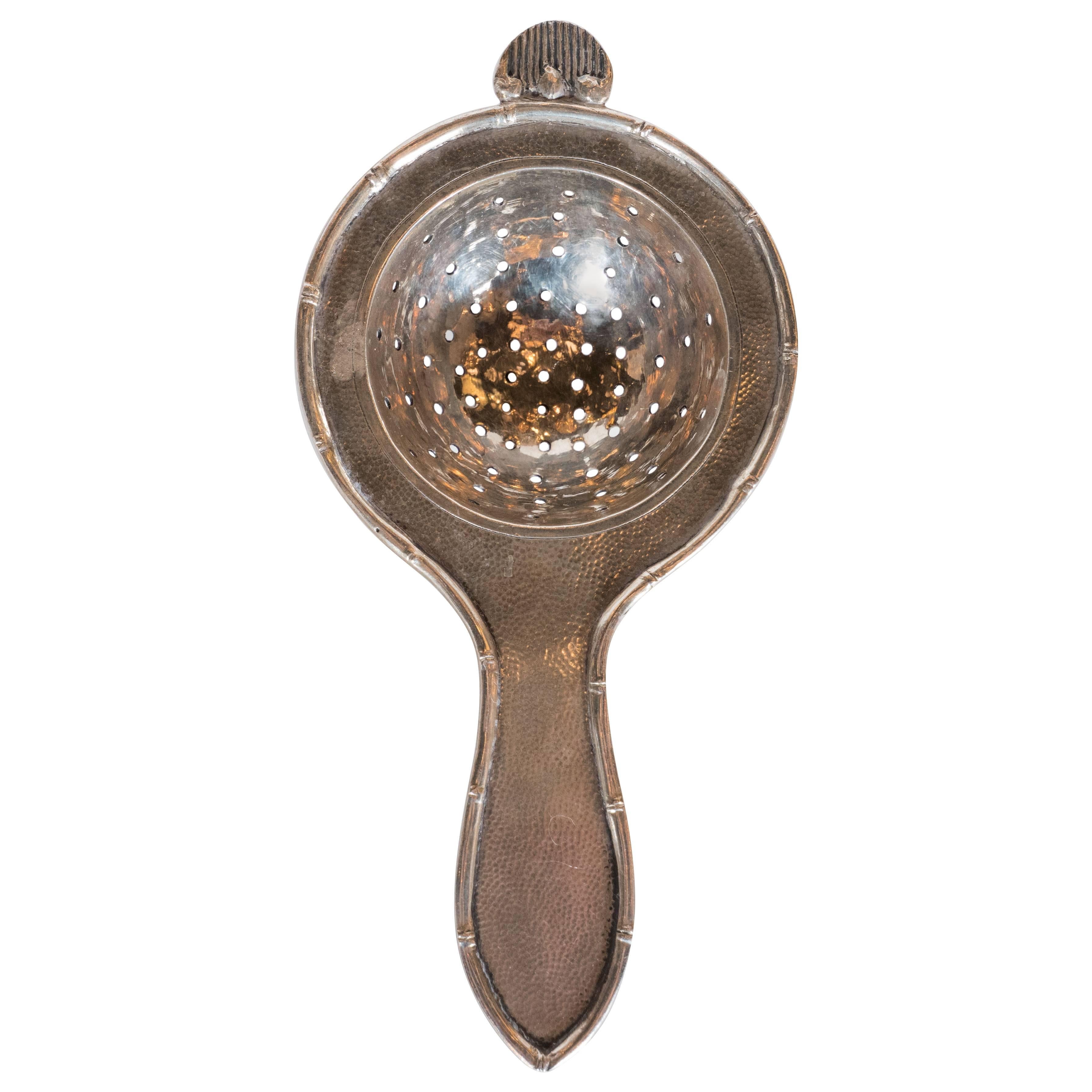 English 19th Century Sterling Silver Perforated Tea Strainer For Sale