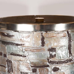 French Mid-Century Modern Handmade Painted Table Lamp with Nickel Fittings