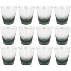 Set of 12 Mid-Century Modern Swedish Smoked Gray Low Ball Glasses by Björkshult