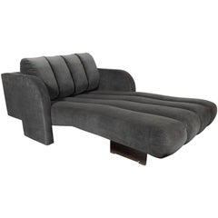 Mid-Century Modern “Omnibus" Chaise in Slate Velvet and Lucite by Vladimir Kagan