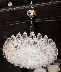 Modernist Handblown Translucent Murano Glass Polyhedral Chandelier