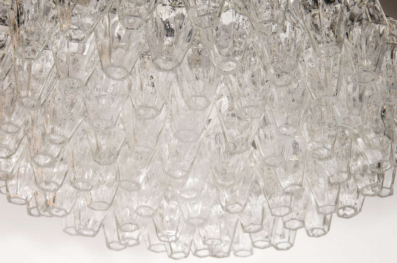 Italian Modernist Handblown Translucent Murano Glass Polyhedral Chandelier For Sale