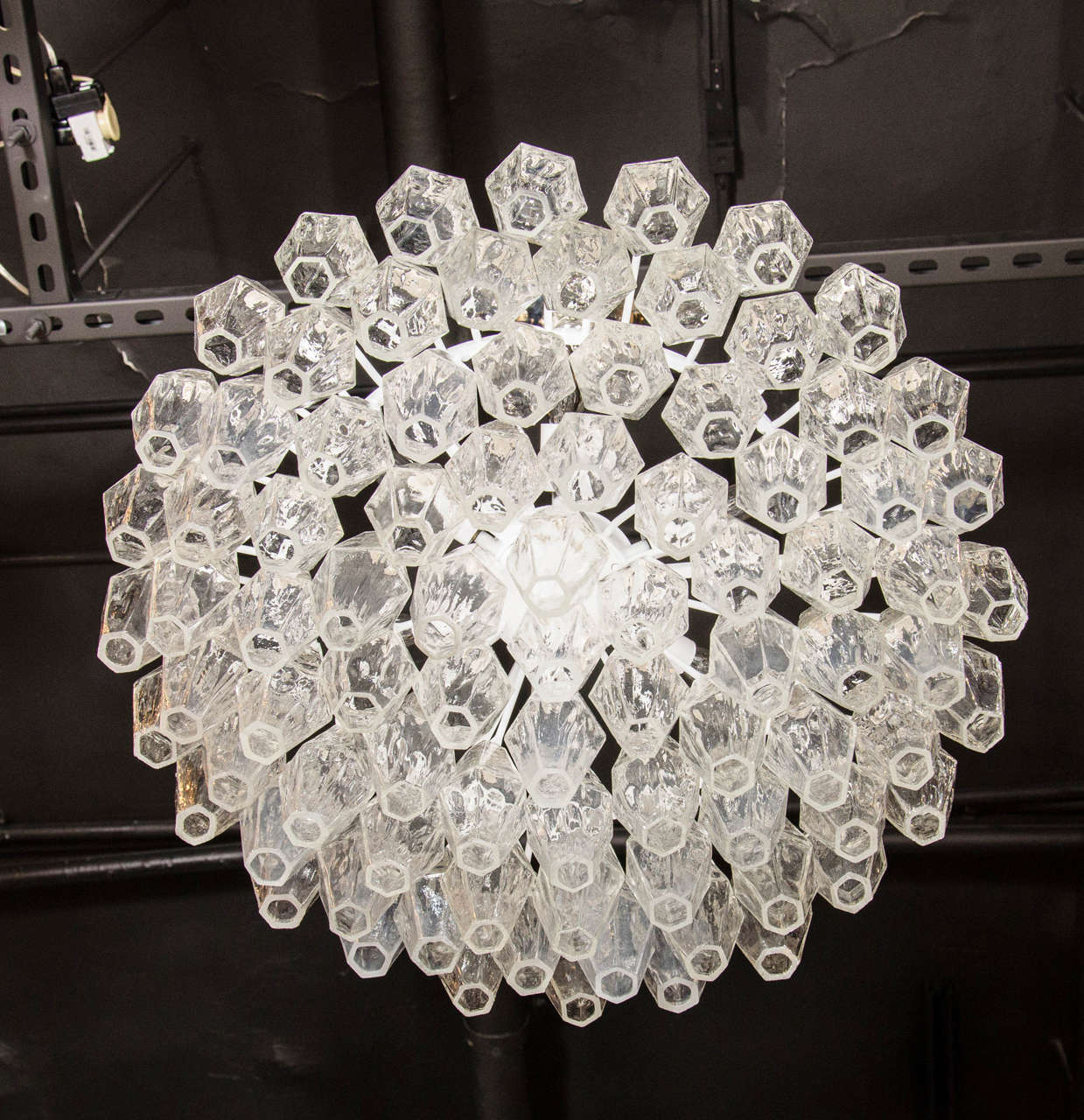 Modernist Handblown Translucent Murano Glass Polyhedral Chandelier For Sale 1