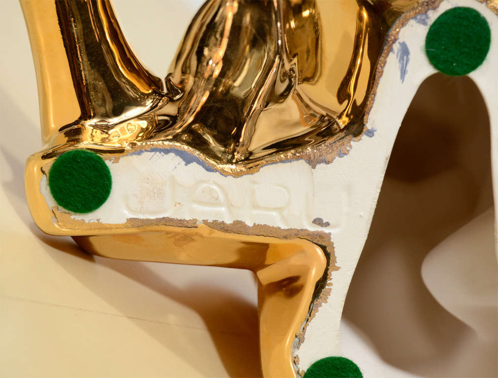 Mid-Century Modern 24-Karat Gold Plated Ceramic Cubist Sculpture by Jaru 4